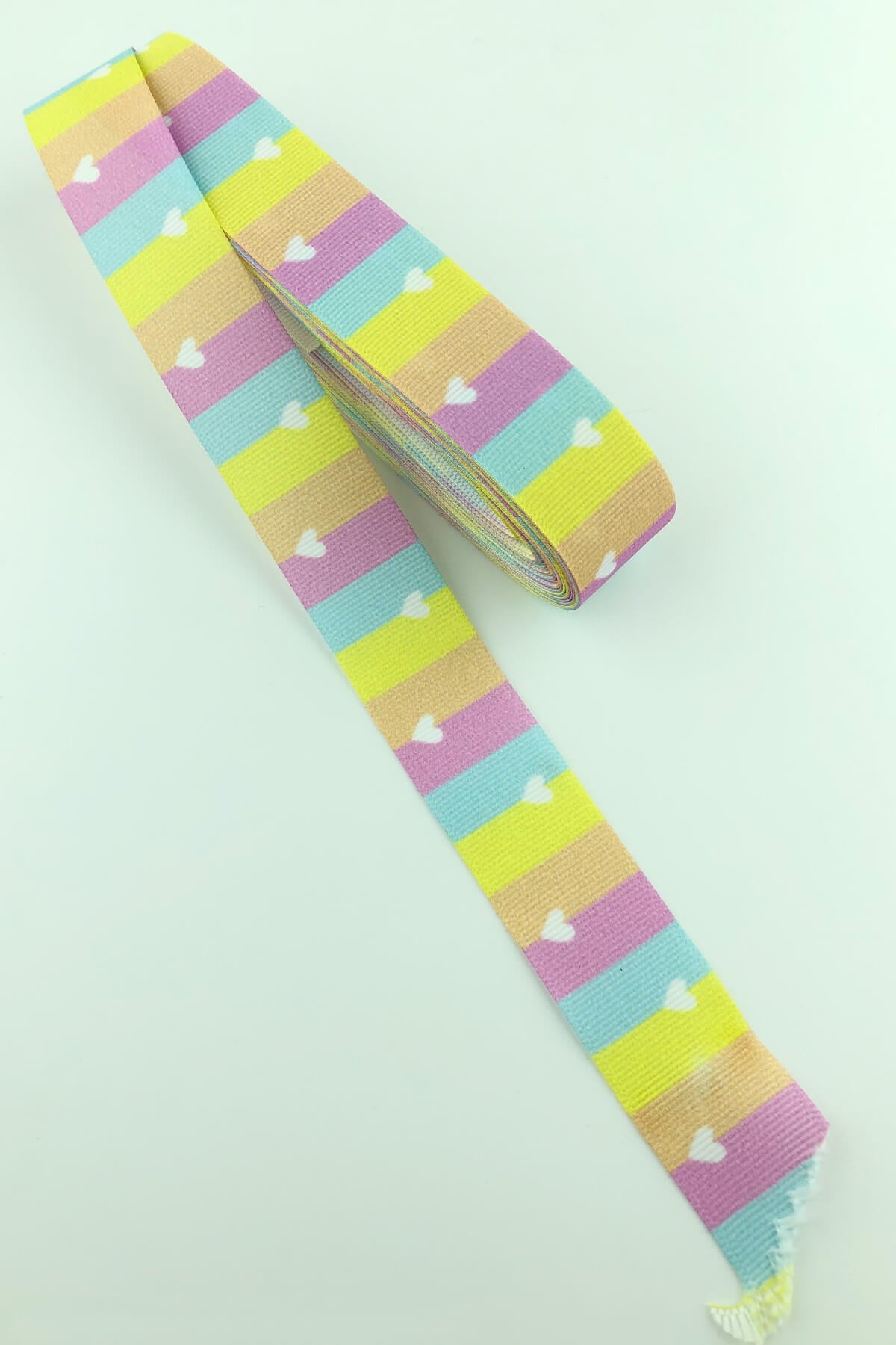 Striped Heart Printed Grosgrain Ribbon 10 Mt