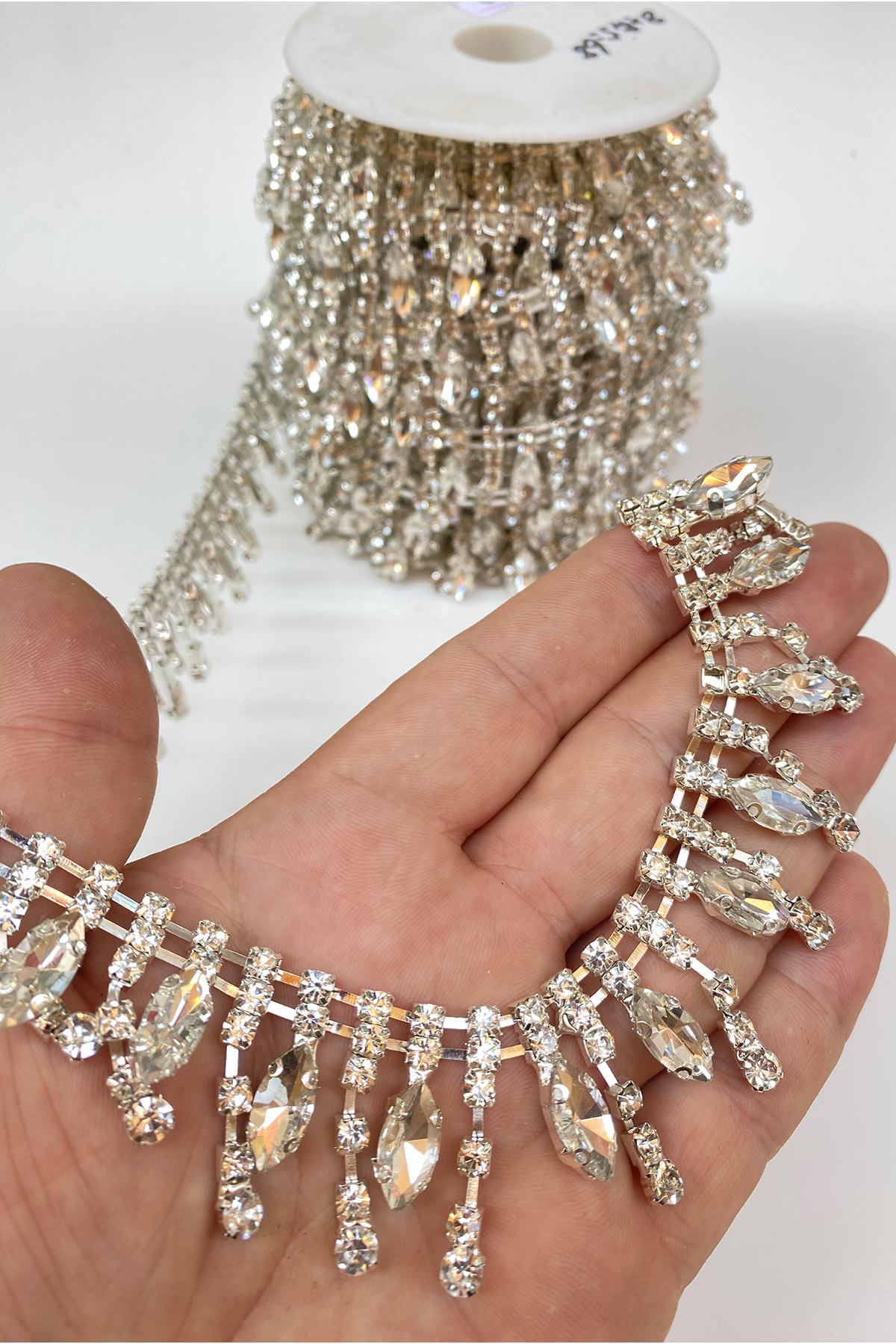 Damla Ve Yuvarlak Taşlı Şerit Bordür Aplik