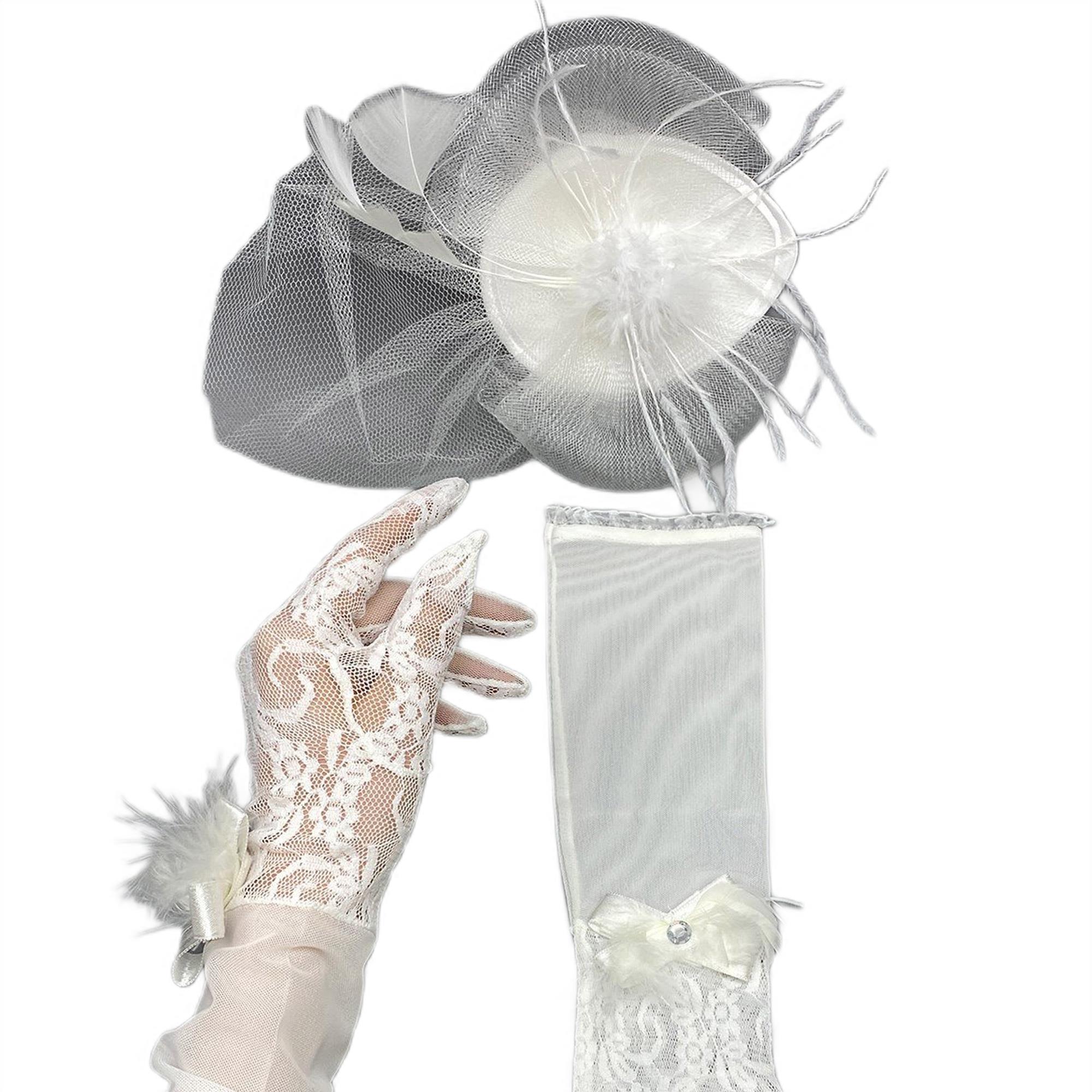 Dantelli Gelin Eldiveni ve Nikah Şapkası