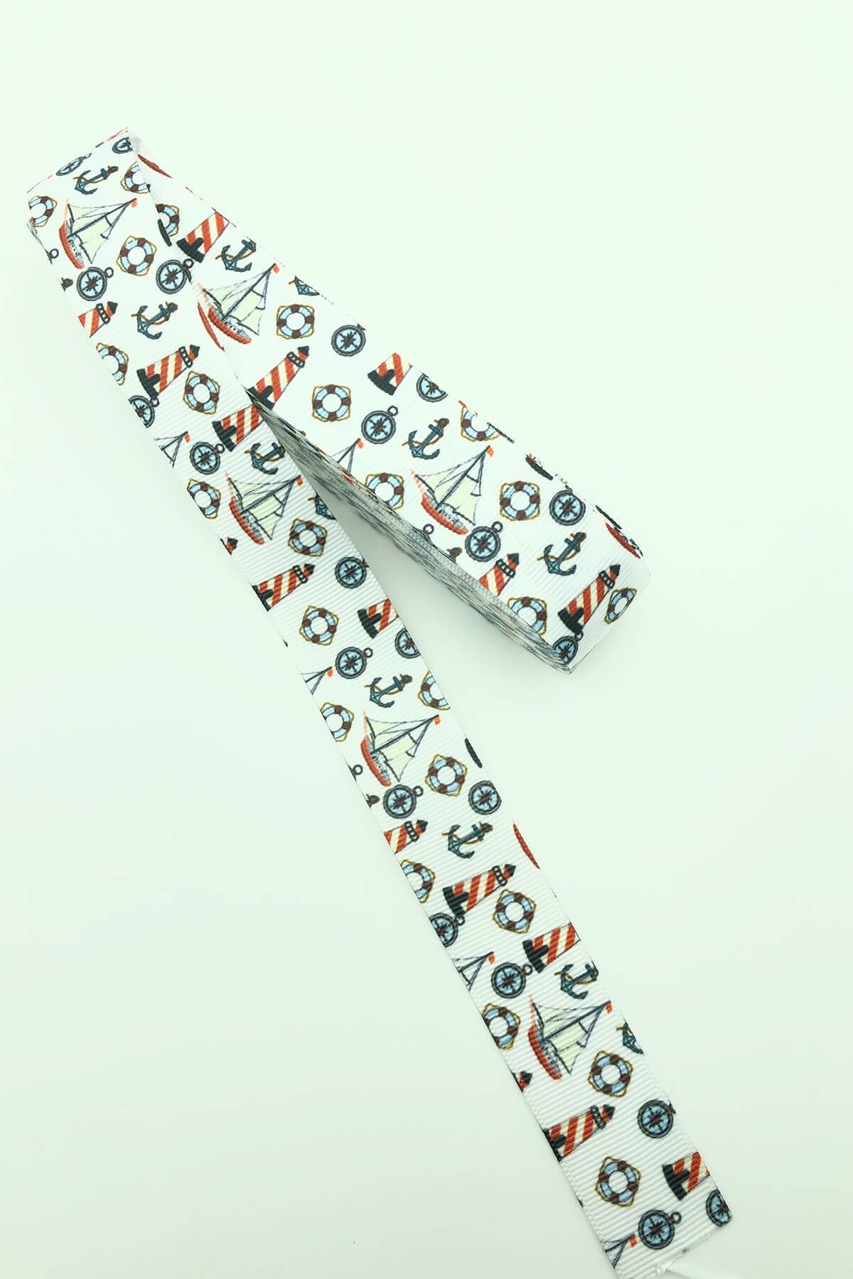 Nautical Themed Printed Grosgrain Ribbon 10 Mt