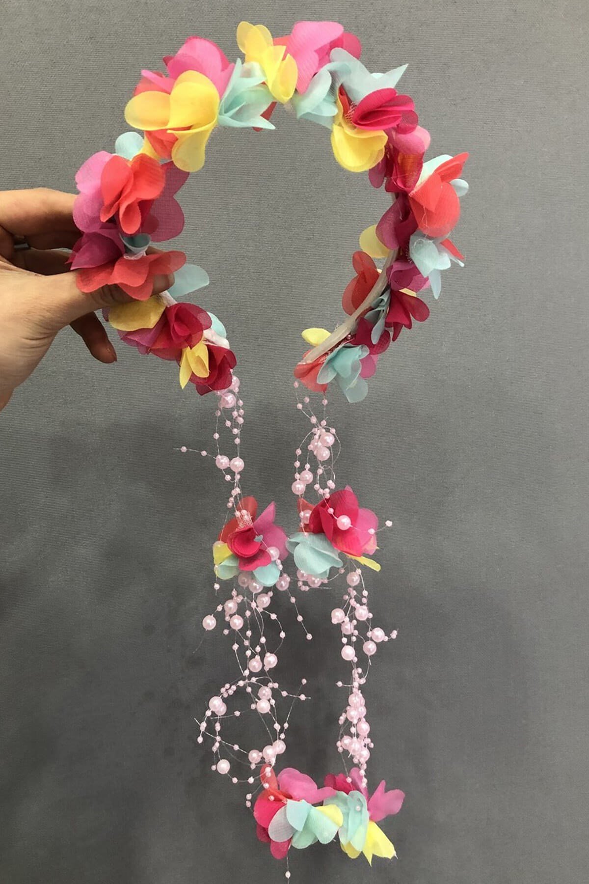 Ebruli Lazer Çiçekli Taç