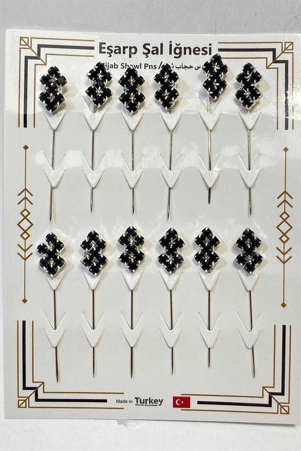 Eşarp İğnesi Taşlı Klips 12 Adet