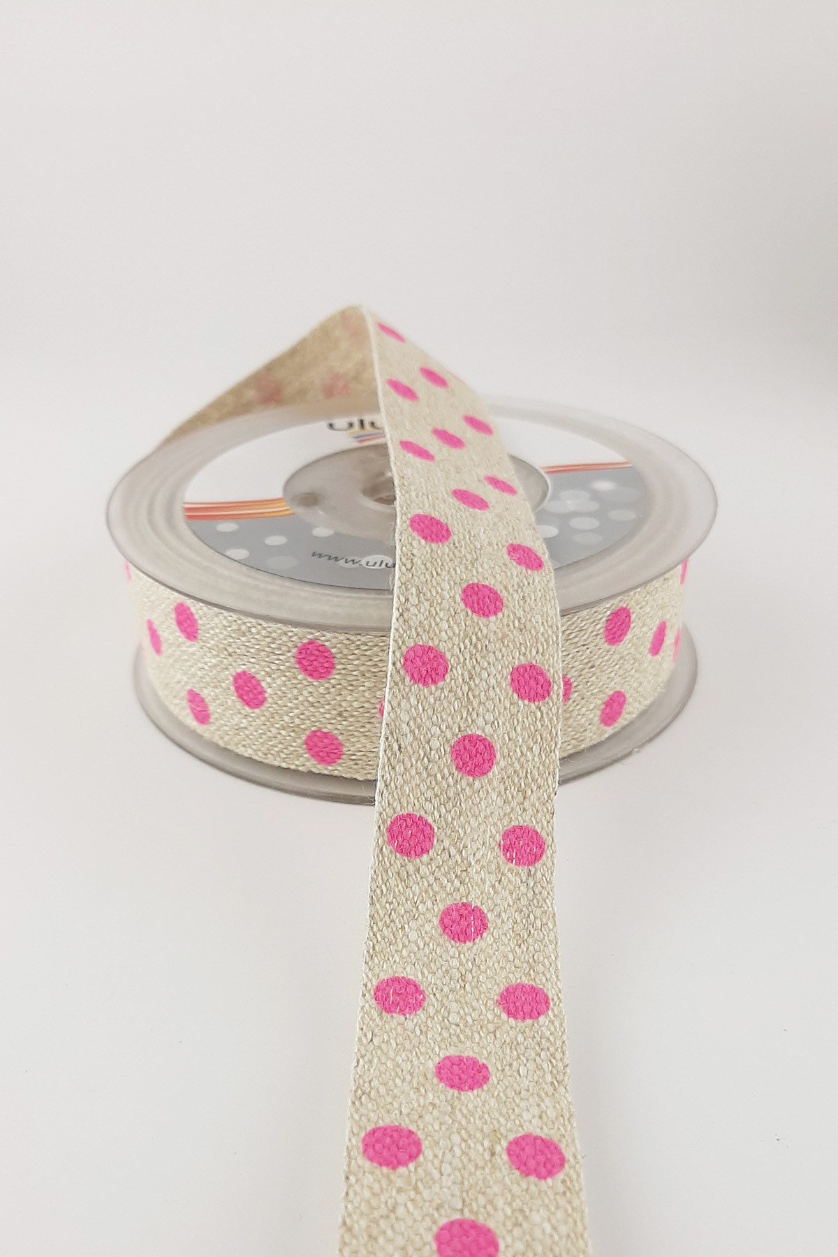 Fuchsia Printed Linen Ribbon 10 mt