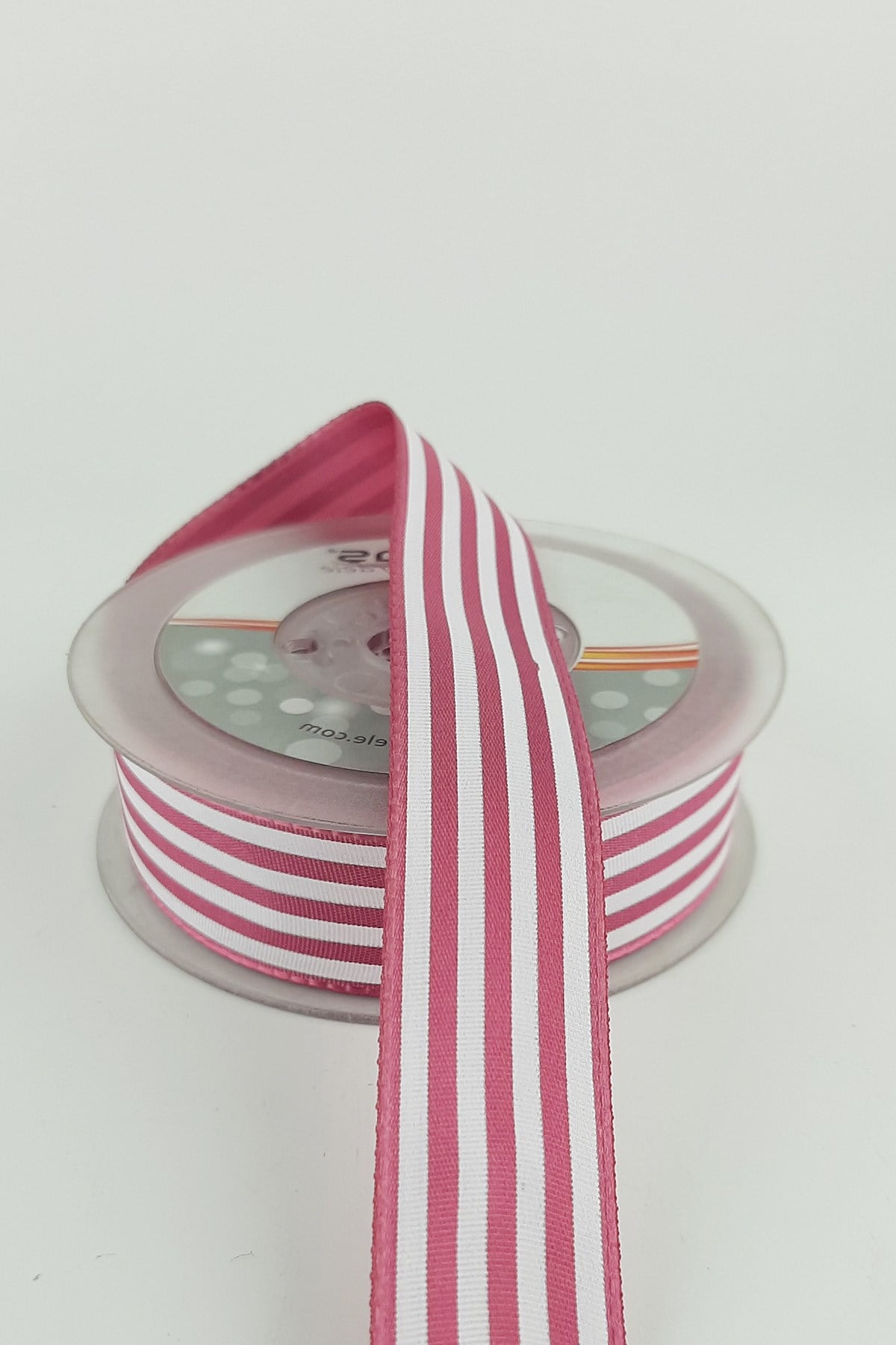 Fuşya Çizgili Tafta Kurdele 20 mt