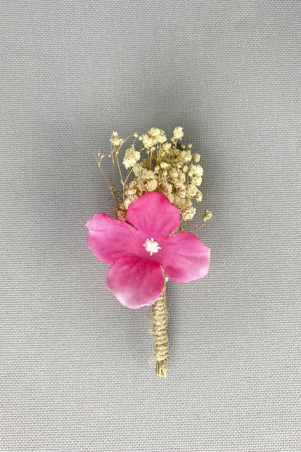 Groom Boutonniere with Fuchsia Hydrangea Gypsum