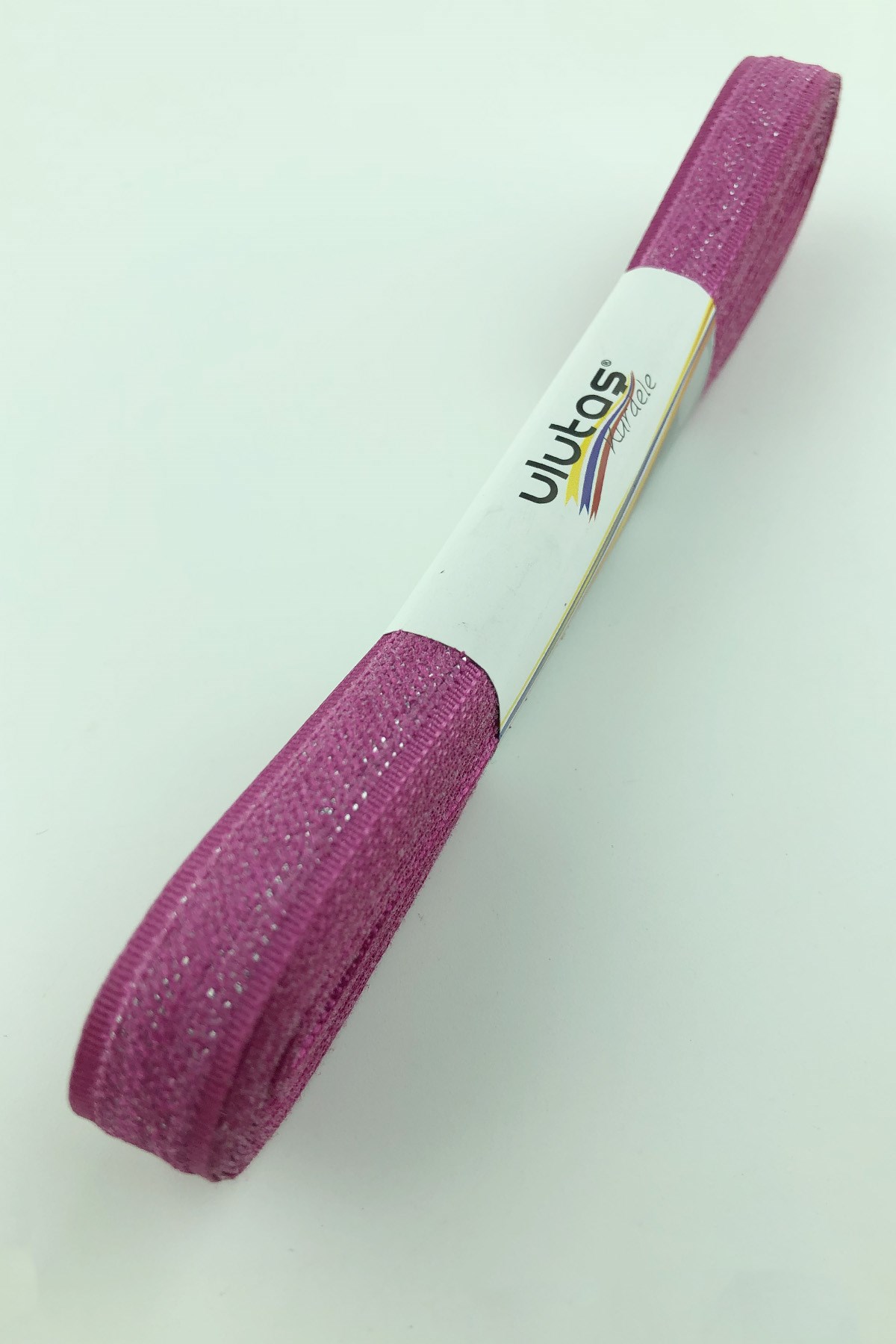 Fuşya Simli Kadife Efektli Kurdele 1 Cm