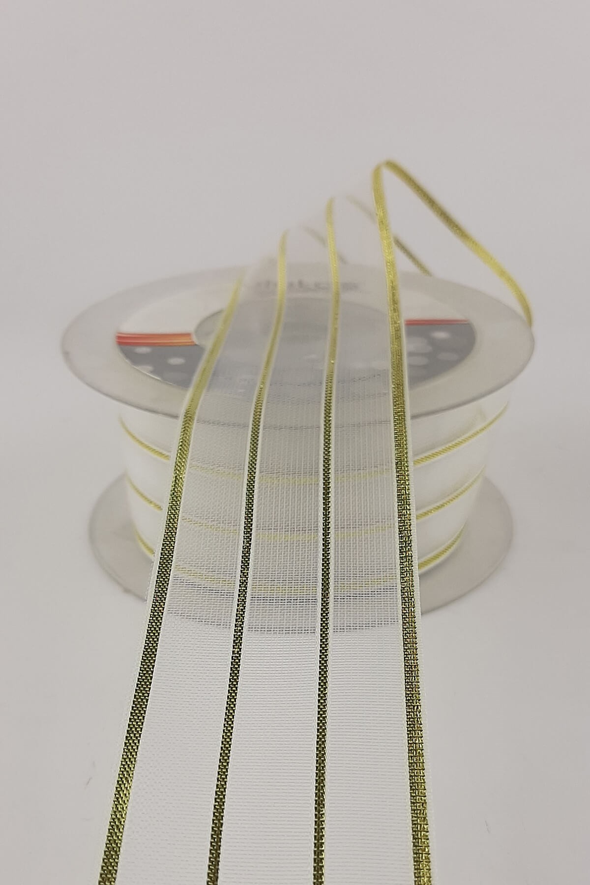 Gold Striped Fancy Chiffon Ribbon 4 Cm 25 mt