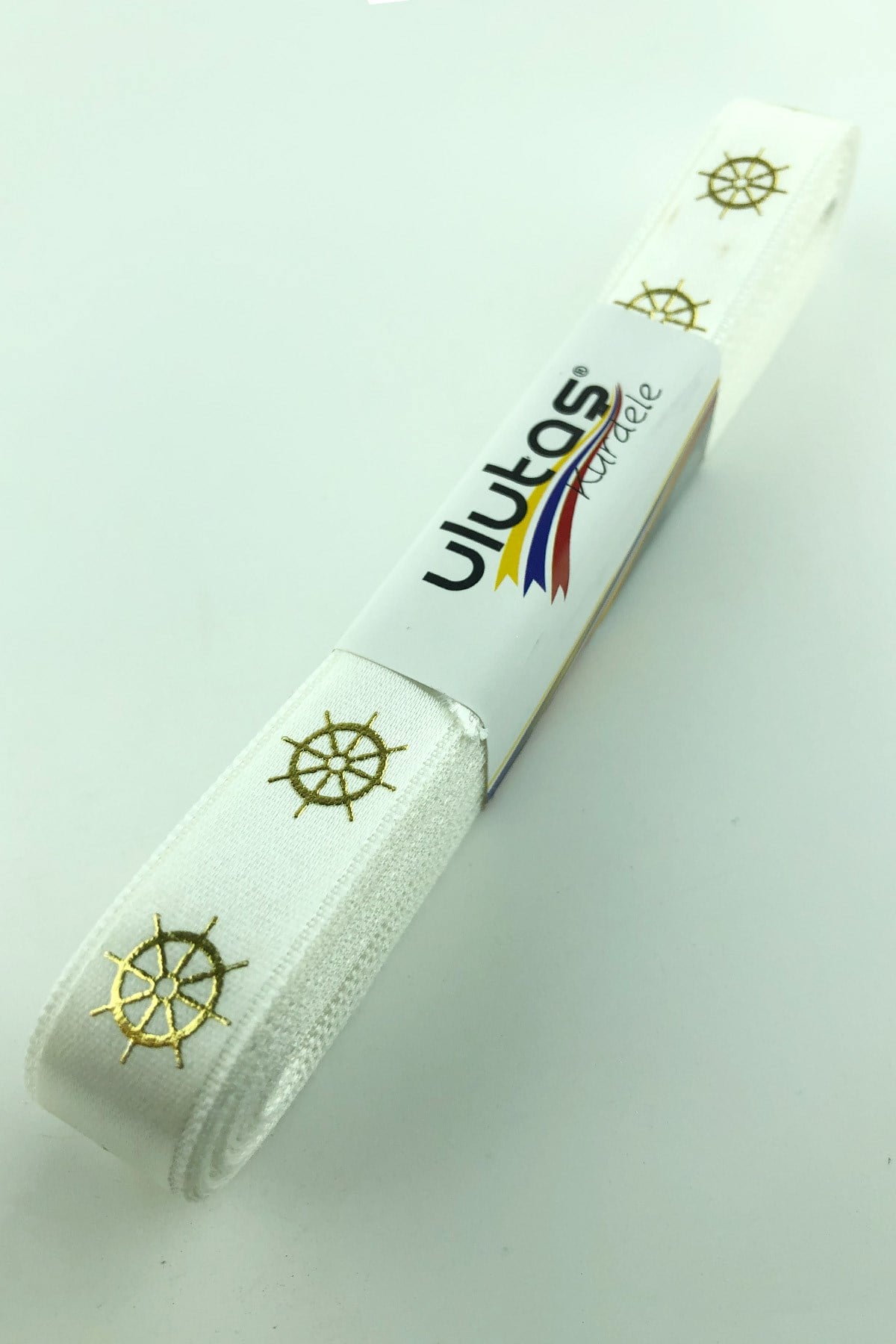Gold Dümen Varak Baskılı Saten Kurdele 1,5 cm