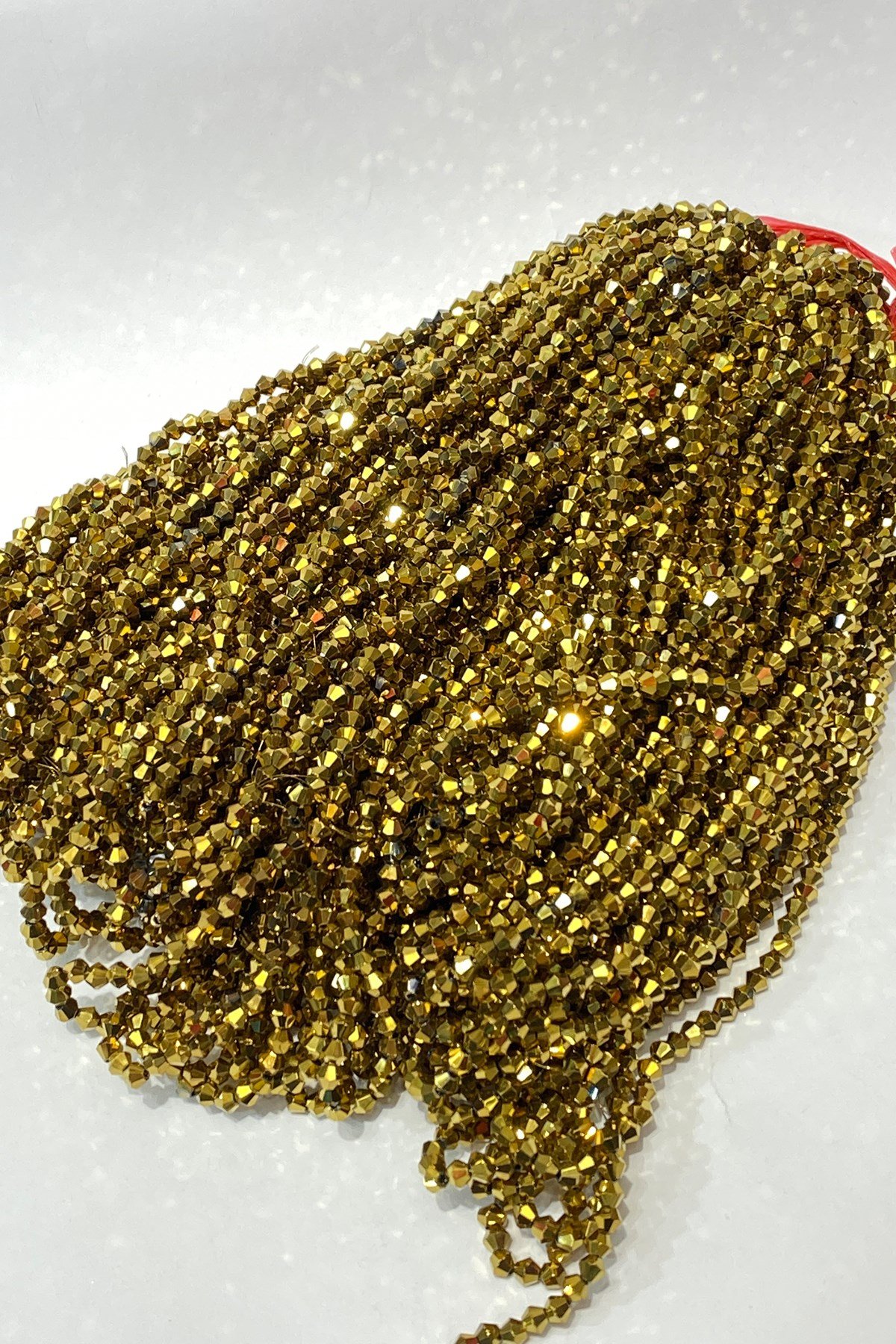 Gold Kaplama Pramit Dizi Kristal Boncuk 4 mm