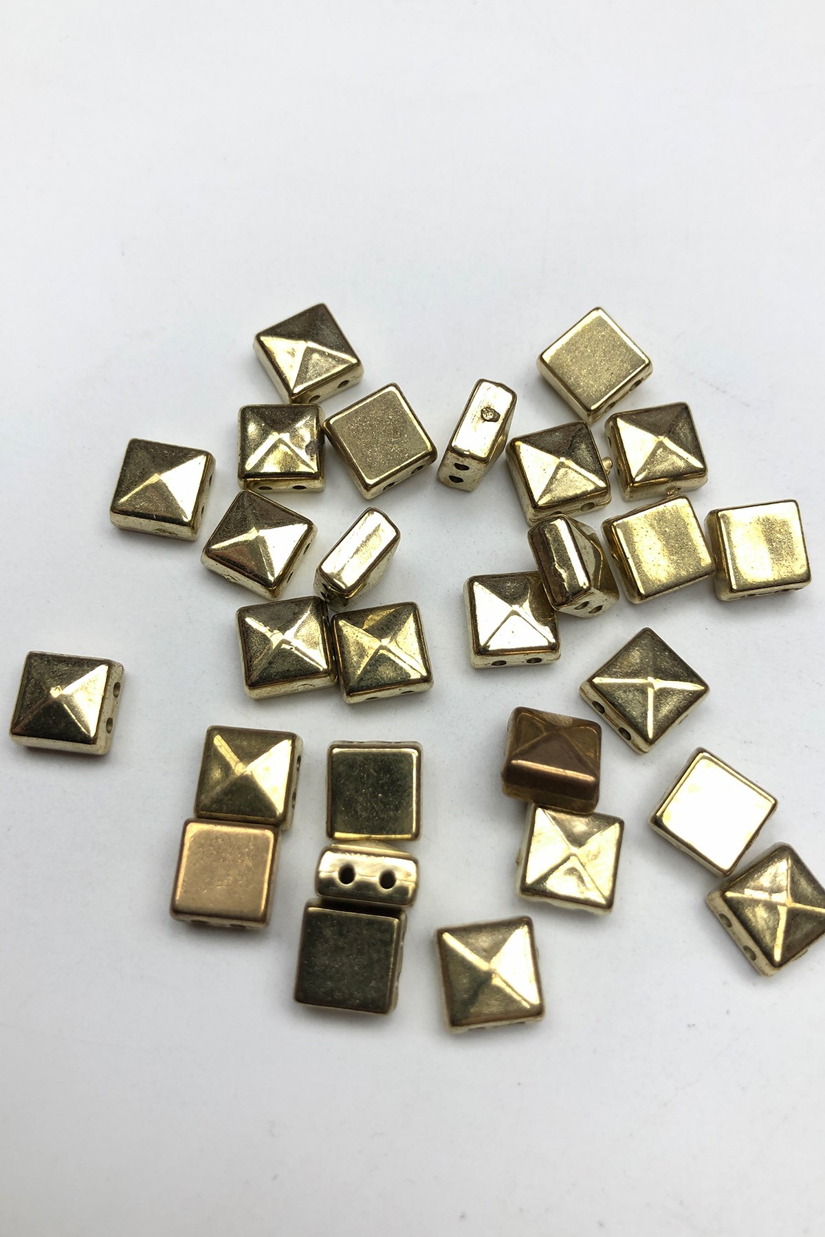 Gold Color Square Plastic Beads