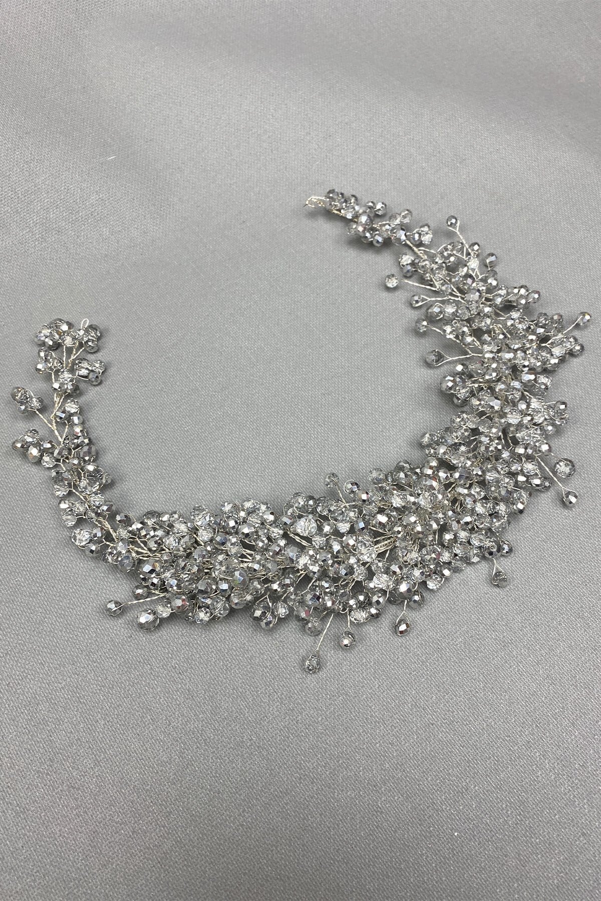 Gray Asian Crystal Bridal Hair Accessory