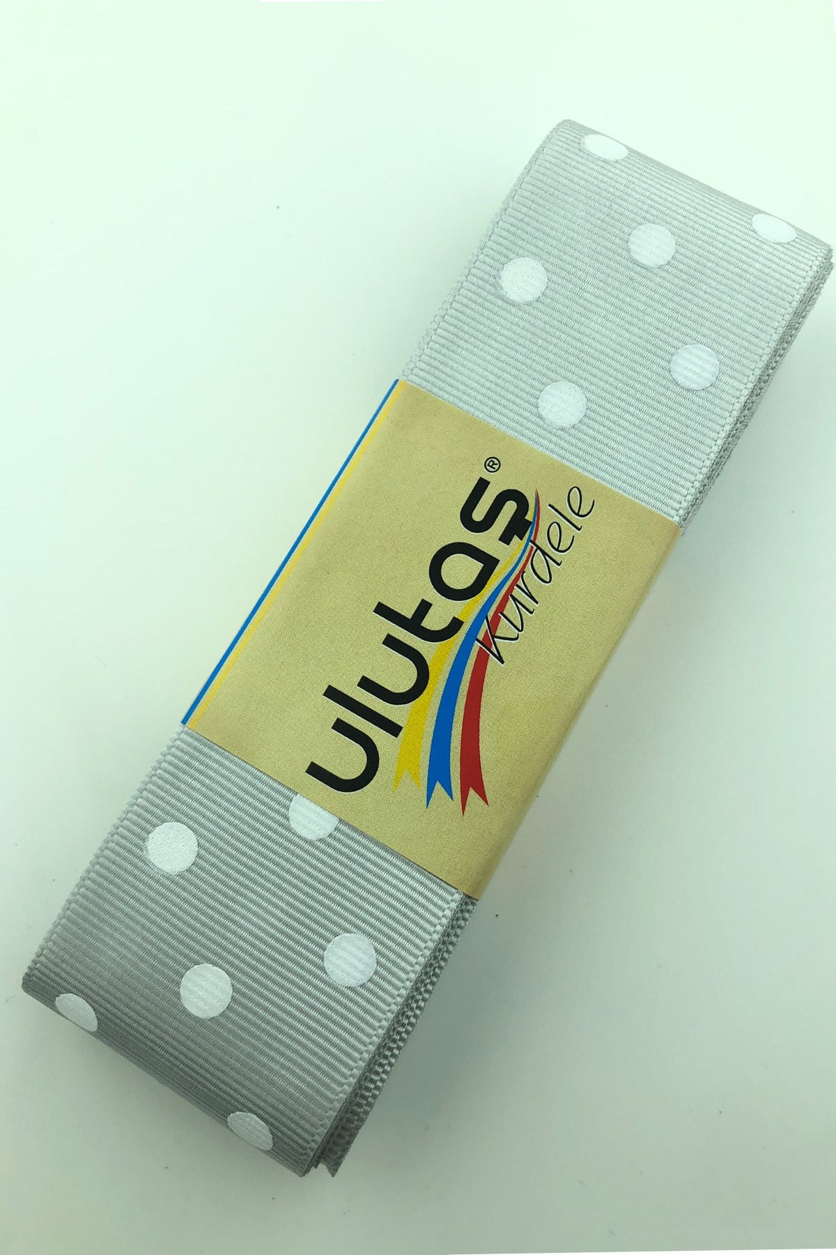 Gray White Polka Dot Grosgrain Ribbon 4 cm