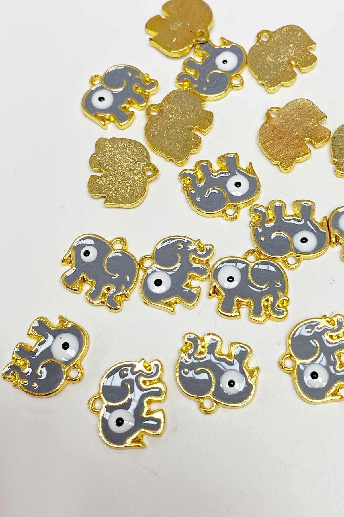Gray Elephant Shape Evil Eye Bead Pendant 1 Pcs