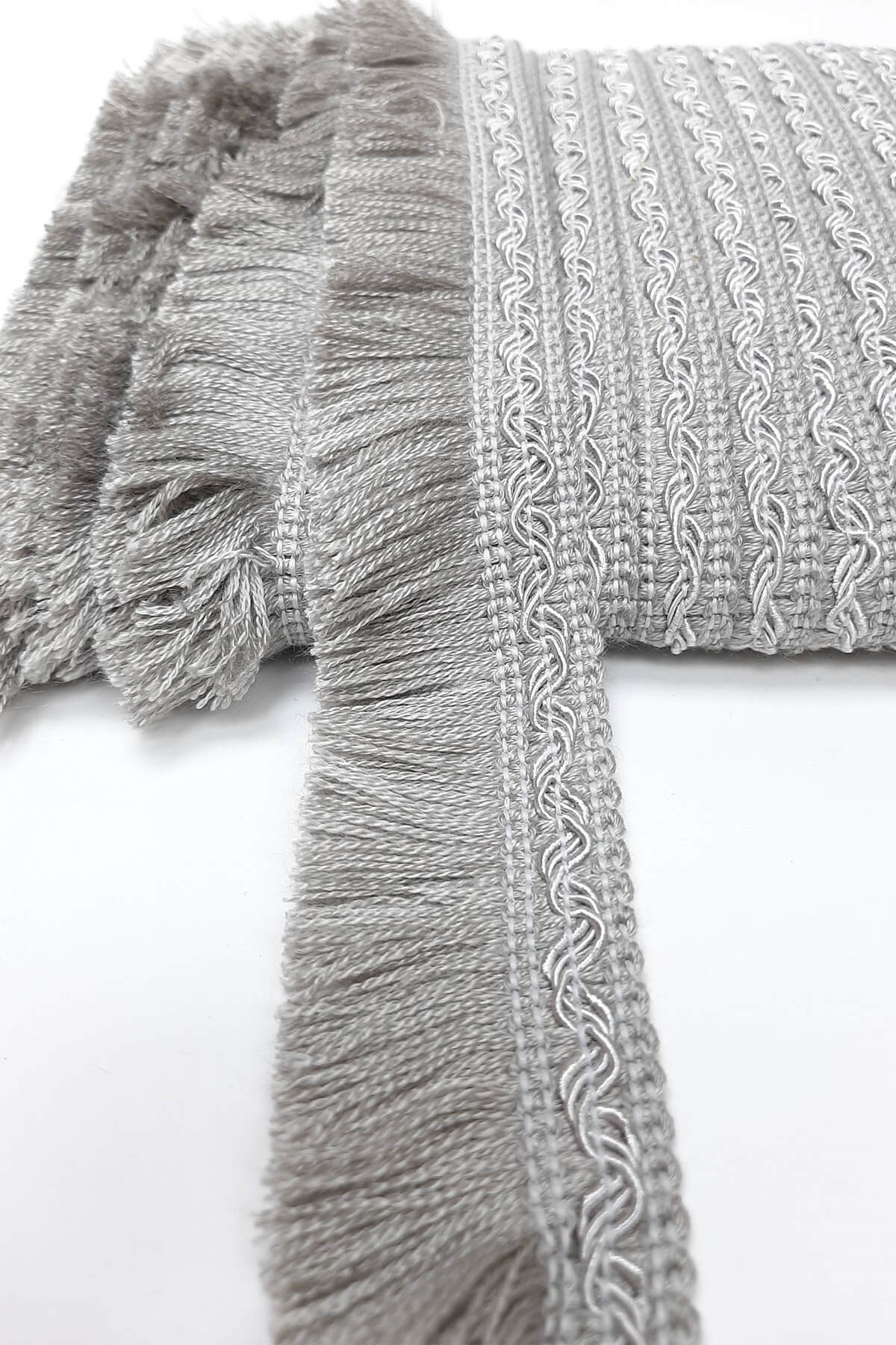 Gri İp Püskül Saçak Şerit 5 cm