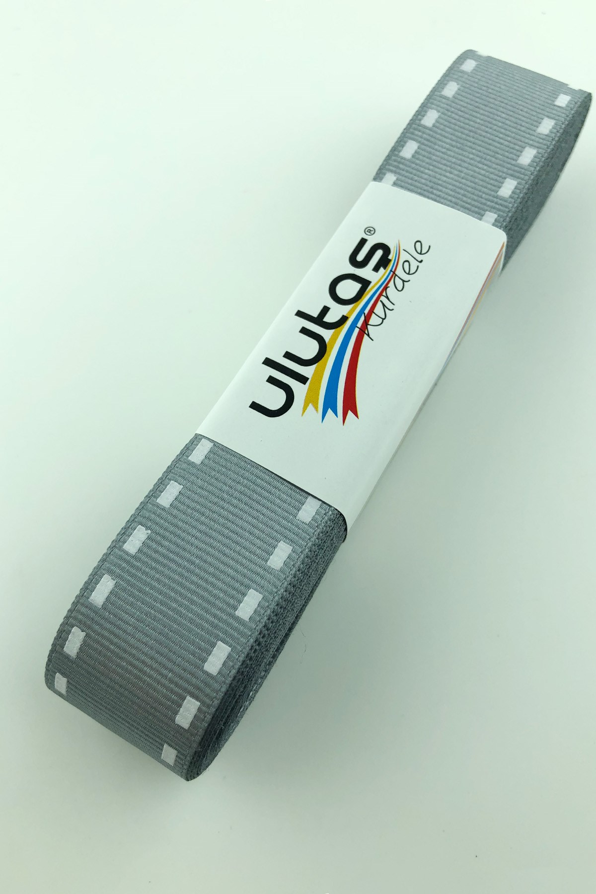 Gri Şerit Baskılı Grogren Kurdele 2,5 cm