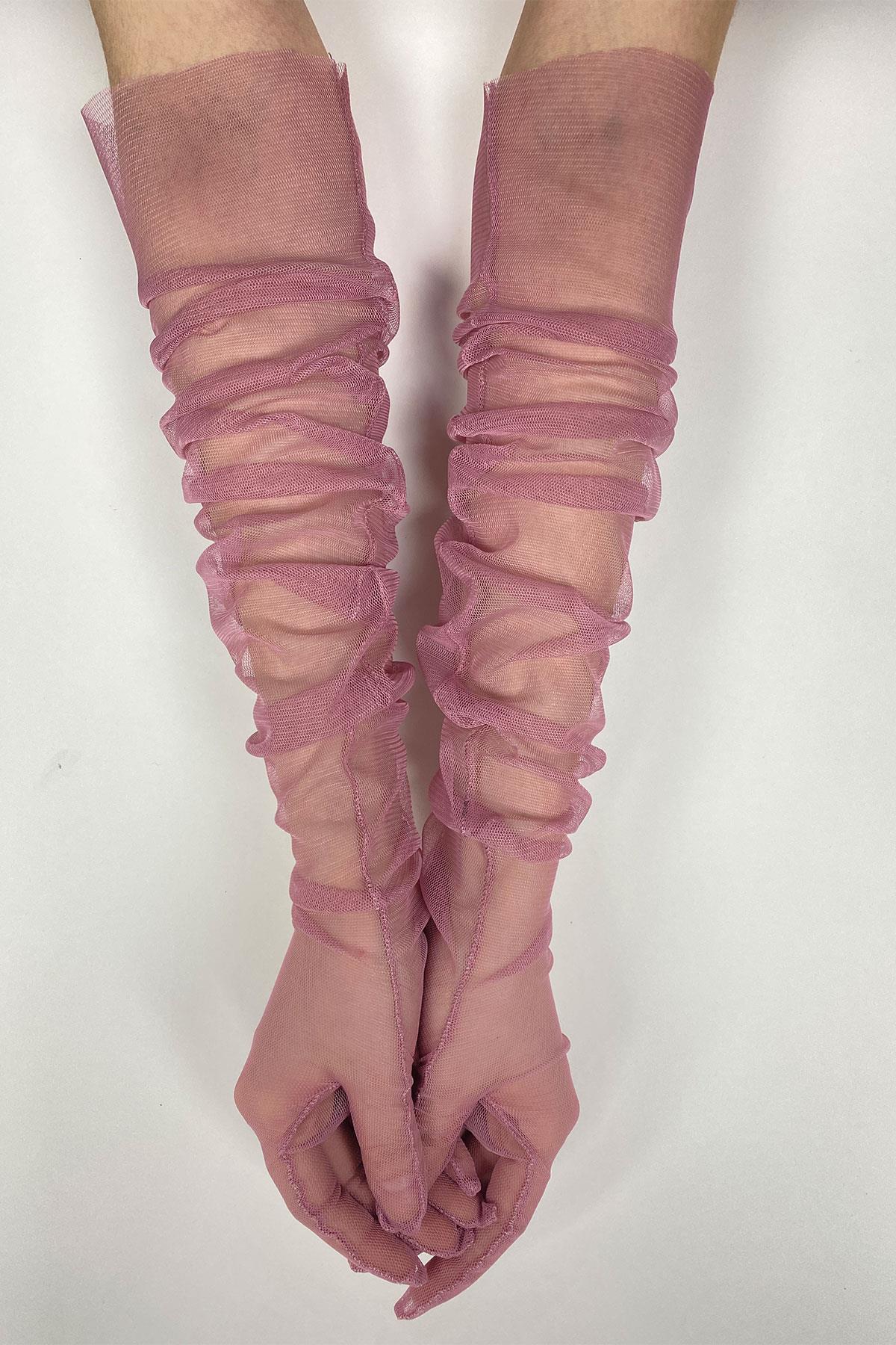 Dusty Rose Long Elegant Bridal Gloves Tulle Gloves Wedding/Wedding