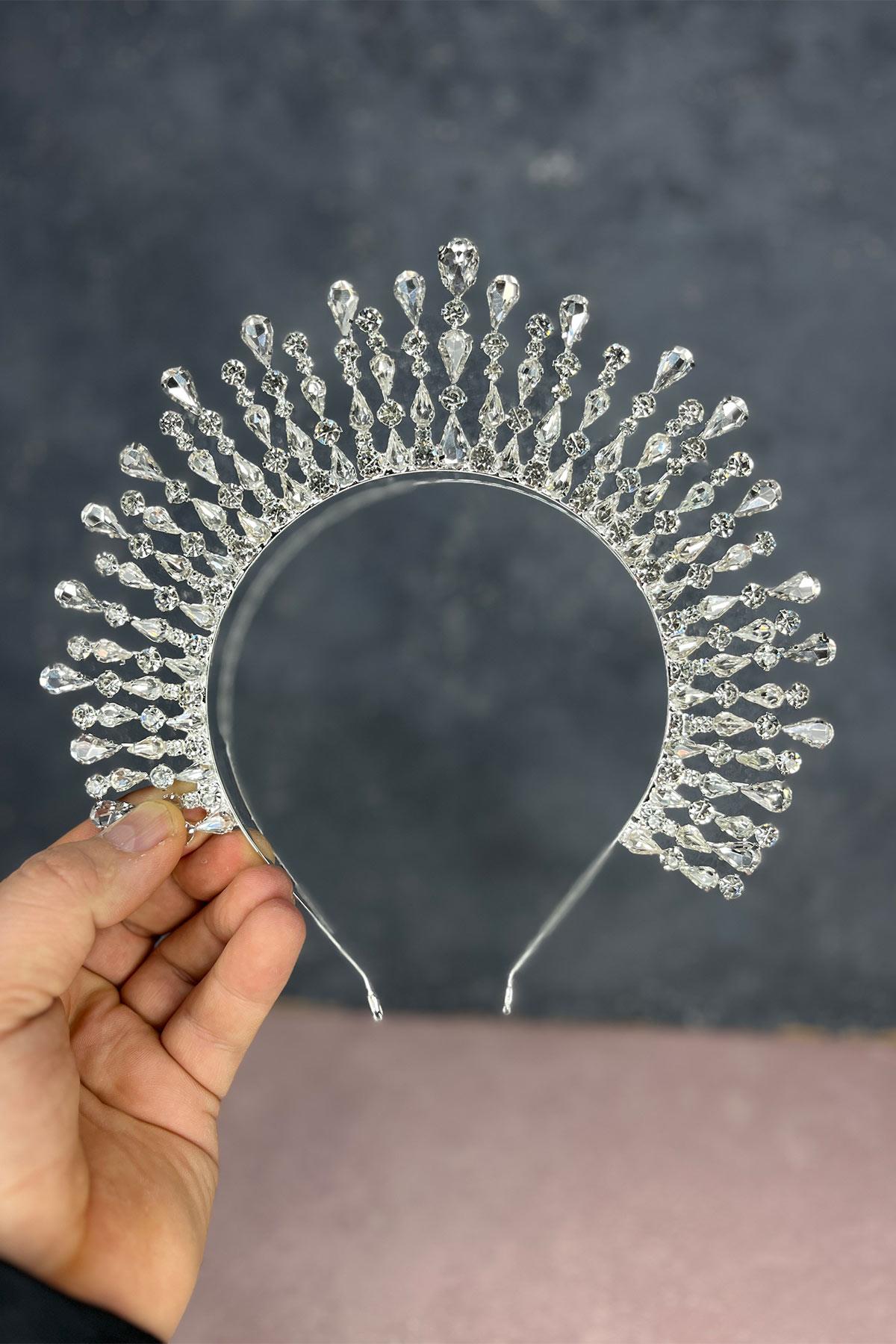 Gümüş Ayas Yüksek Parti Gelin Kına Tacı 