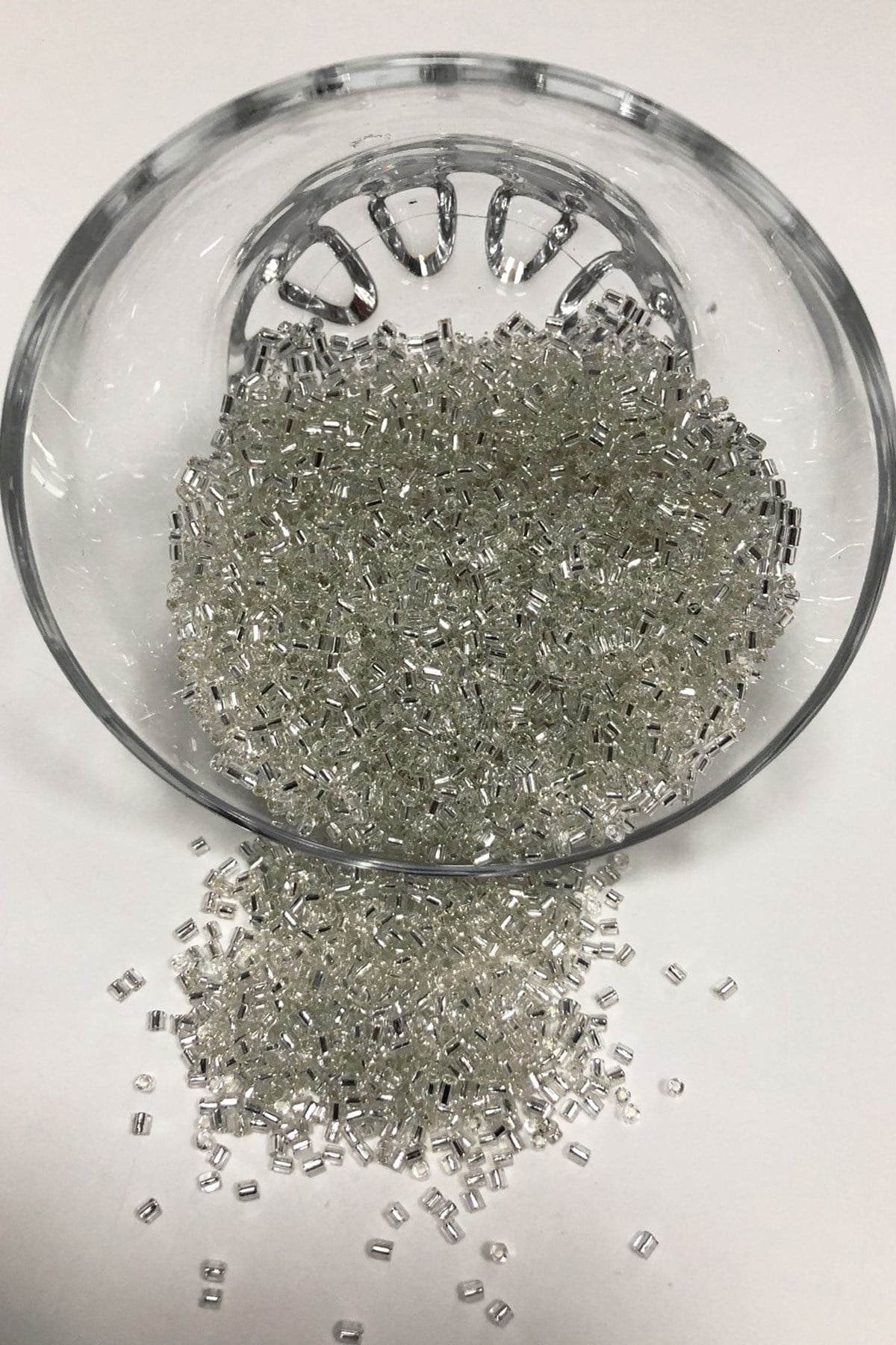 Silver Color Small Size Cut Beads 50 gr