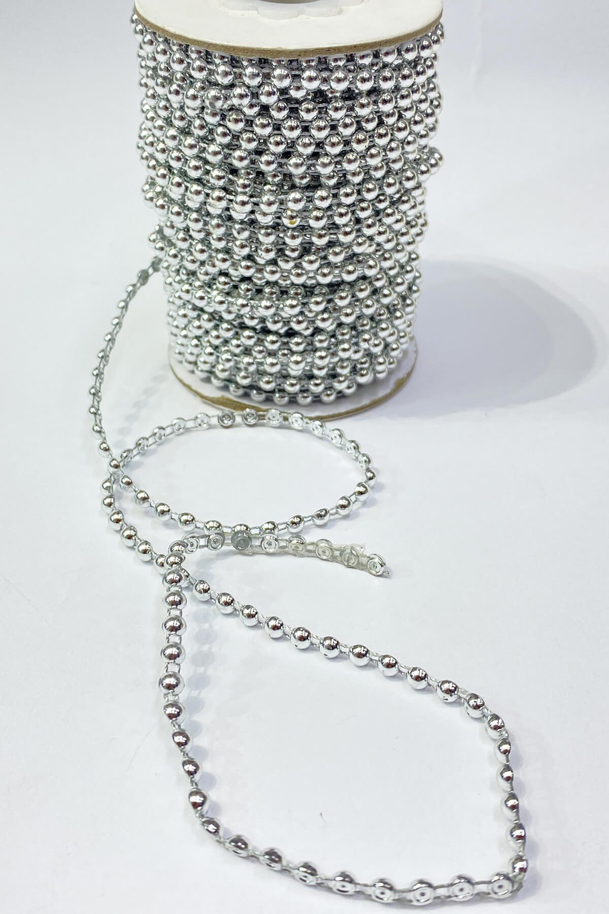 Gümüş Plastik Şerit Yarım İnci 4 mm 10 mt