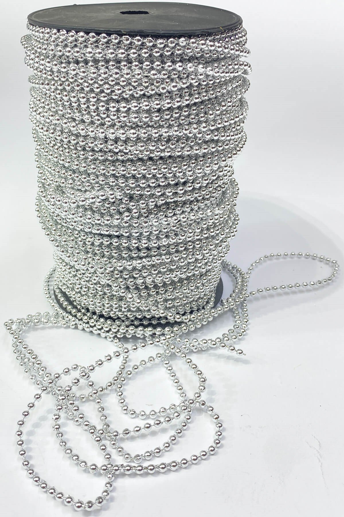 Silver Plastic Strip Round Pearl 4 mm 10 mt