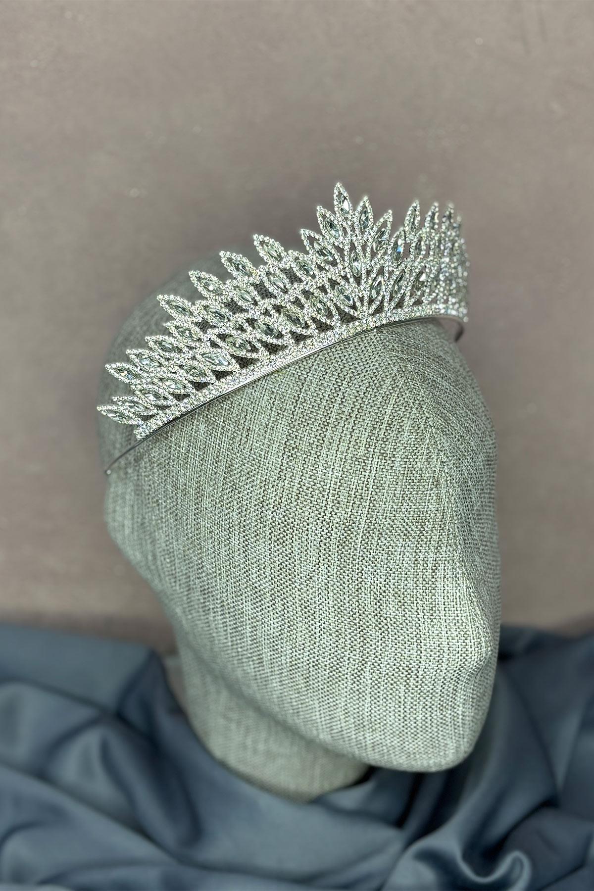 Gümüş Rengi Beria Gelin Kına Tacı