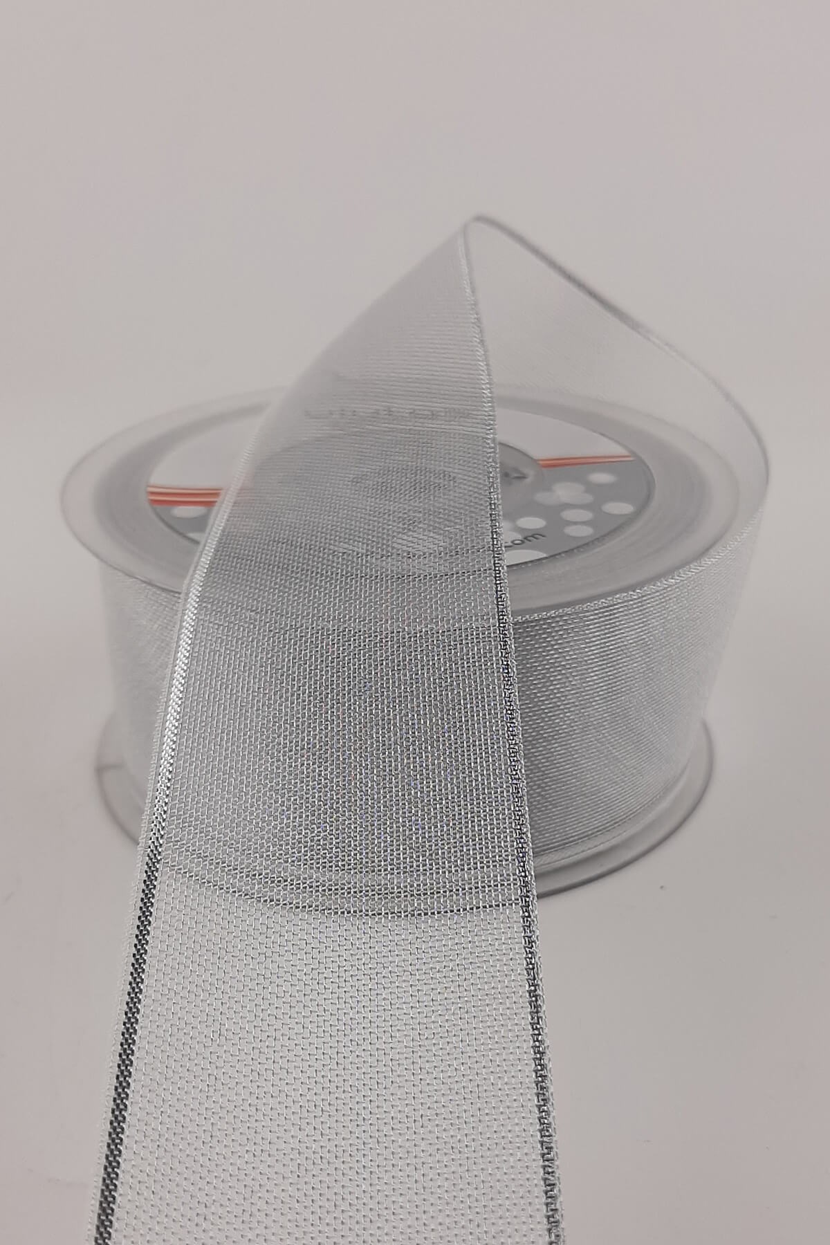 Silver Color Silvery Chiffon Ribbon 25 mt
