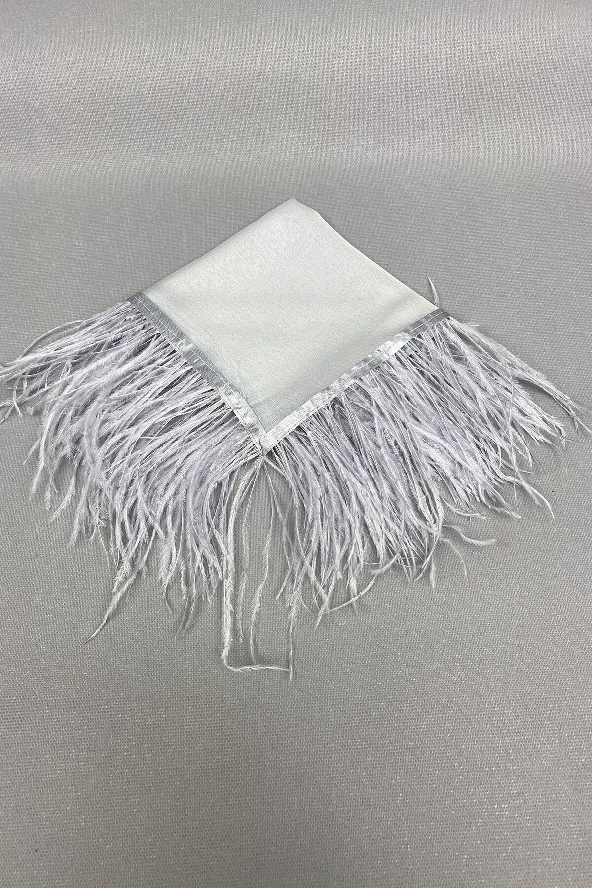 Silver Feather Bridal Halay Handkerchief
