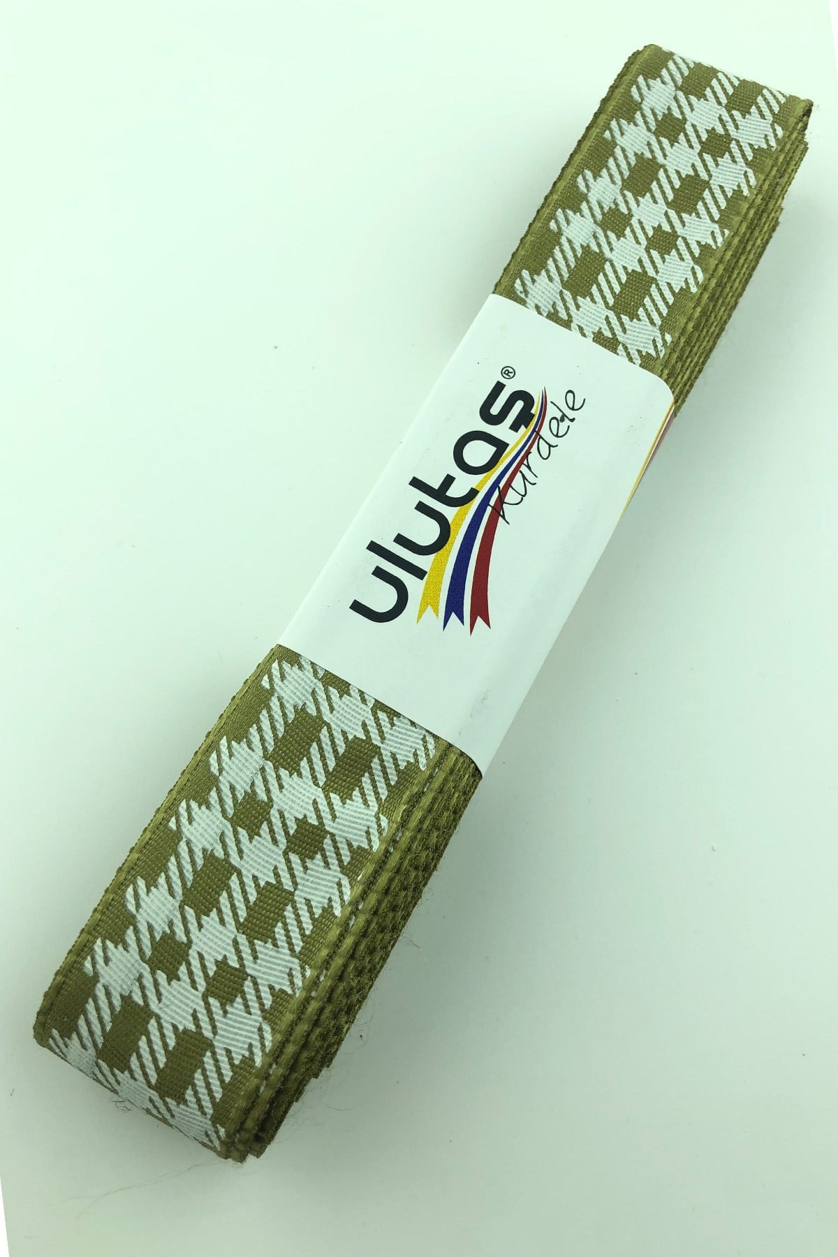 Khaki Green Foil Printed Taffeta Ribbon