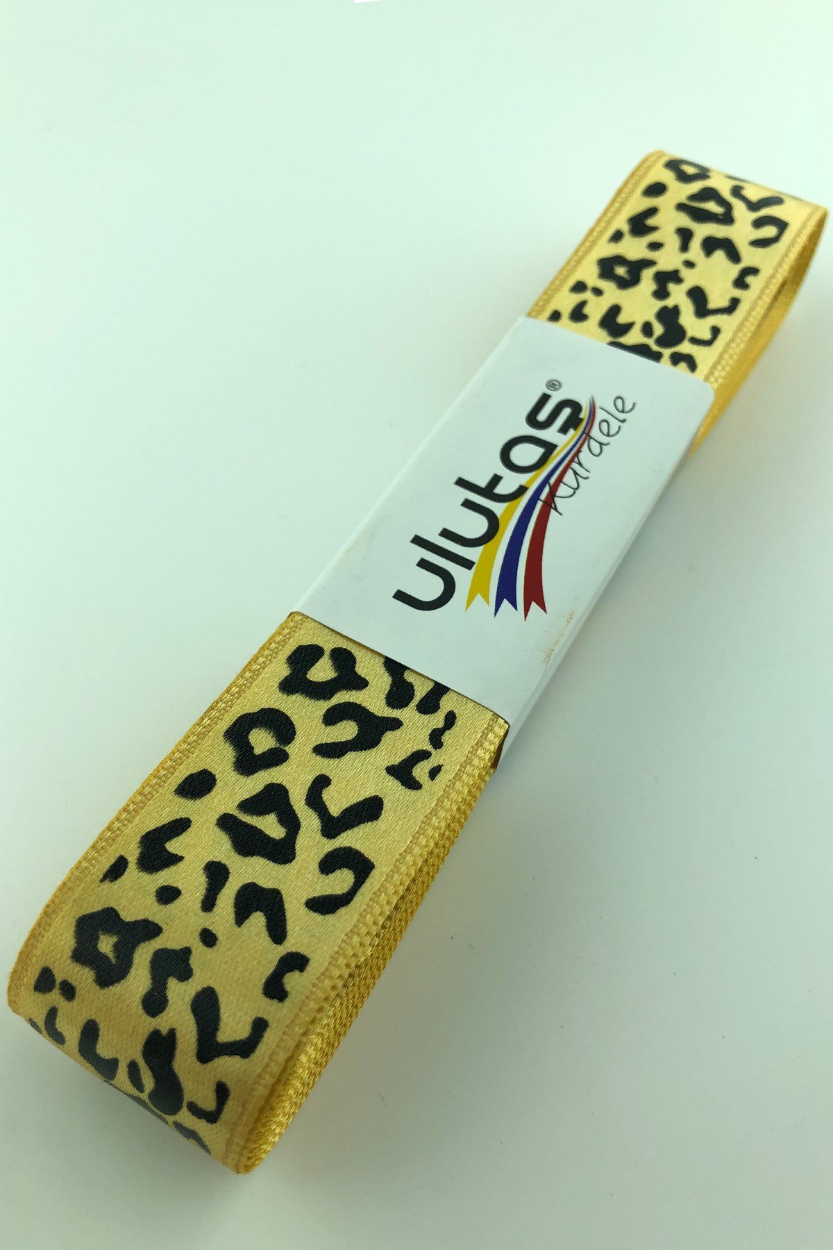 Hardal Sarısı Dana Desen Baskılı Saten Kurdele 2,5 cm