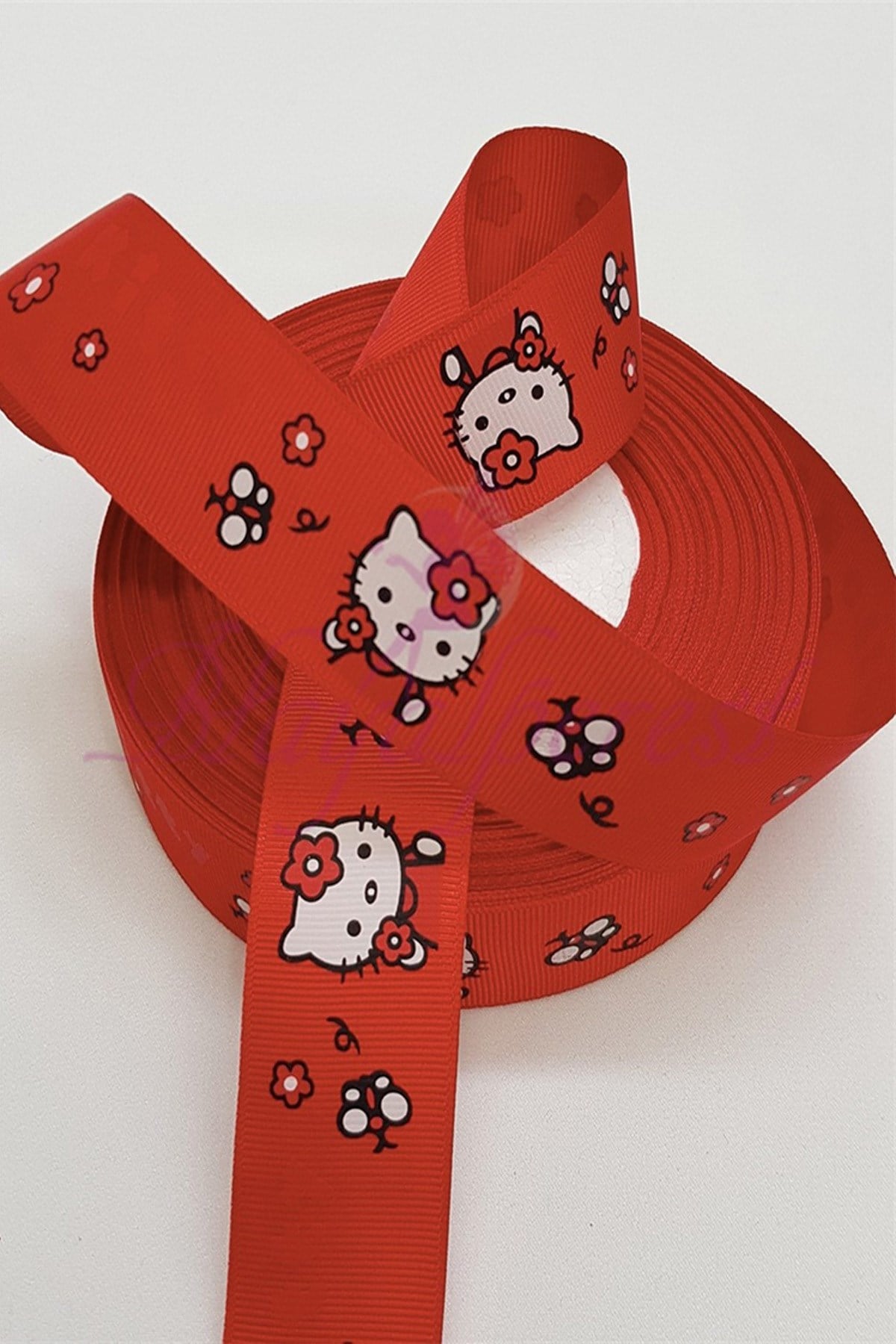 Red Hello Kitty Printed Grosgrain Ribbon 3 Cm