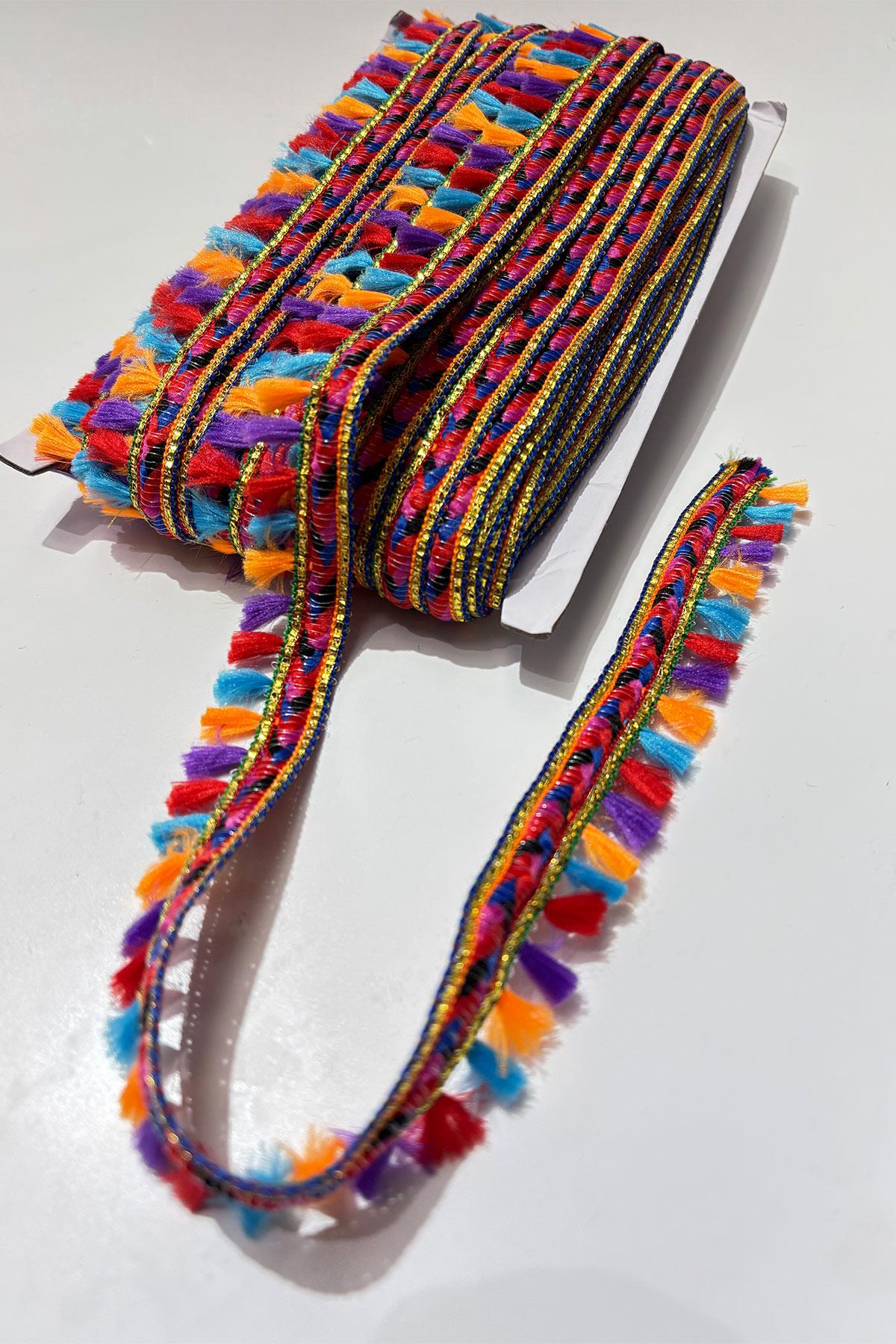 İnce Küçük Püsküllü Dekoratif Şerit Antik Aplik