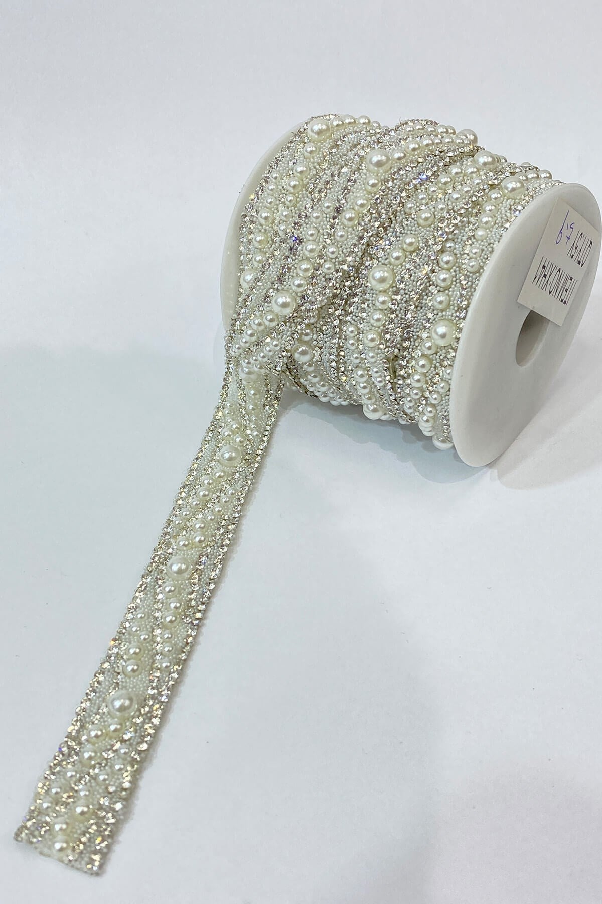 Iron-on Stone Strip Applique with Pearls 1 mt