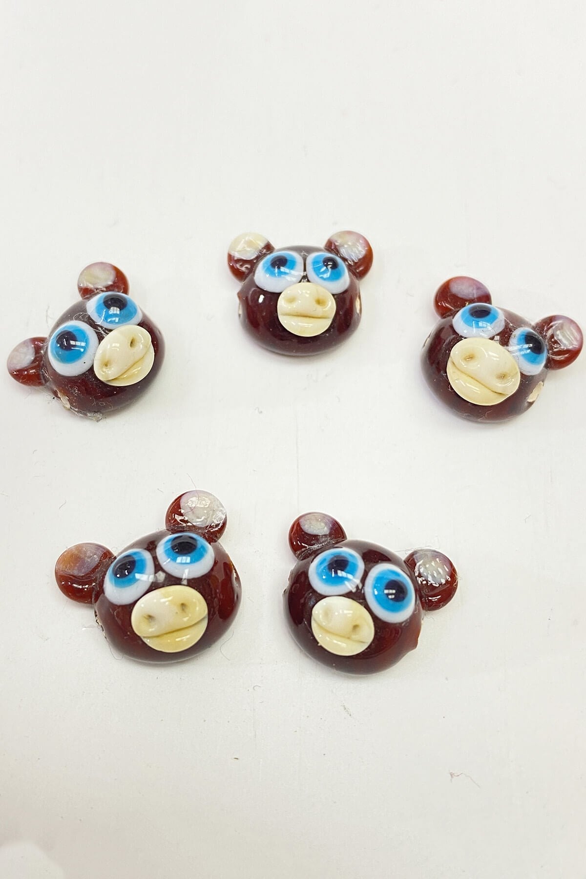 Cow Patterned Glass Bead Pendant Brown 1 Pcs