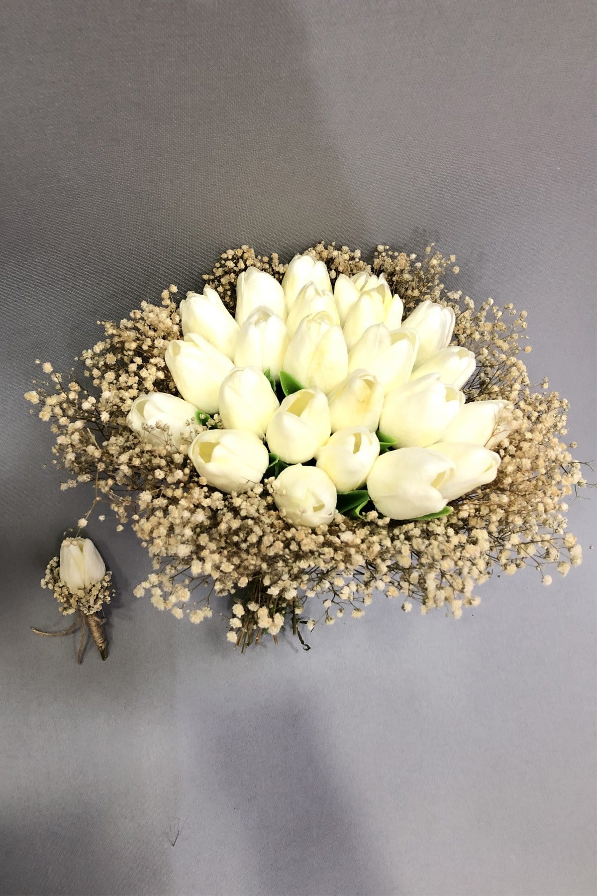 Bridal Bouquet with Wet Tulips and Cream Chips