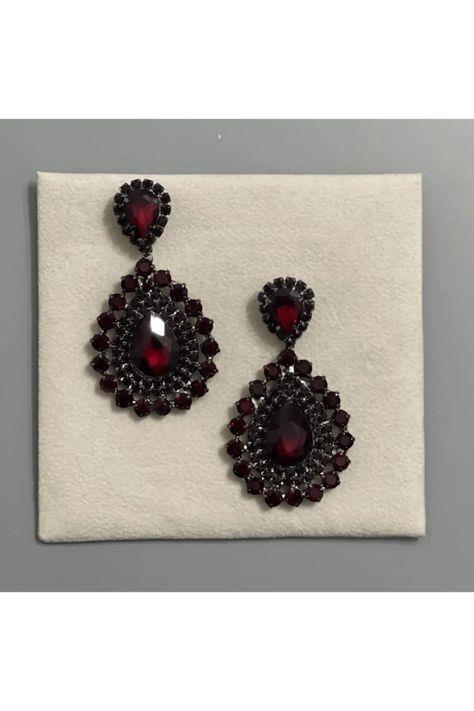 J-g Abiye Küpesi Bordo