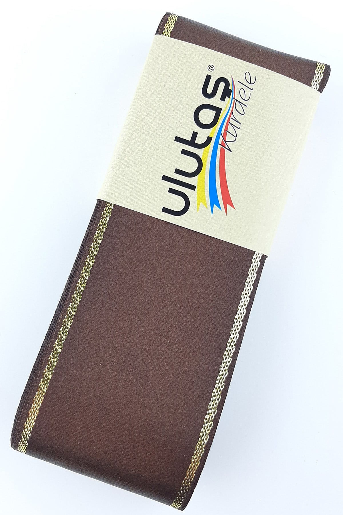 Brown Gold Glittery Satin Ribbon 6 cm 10 Mt