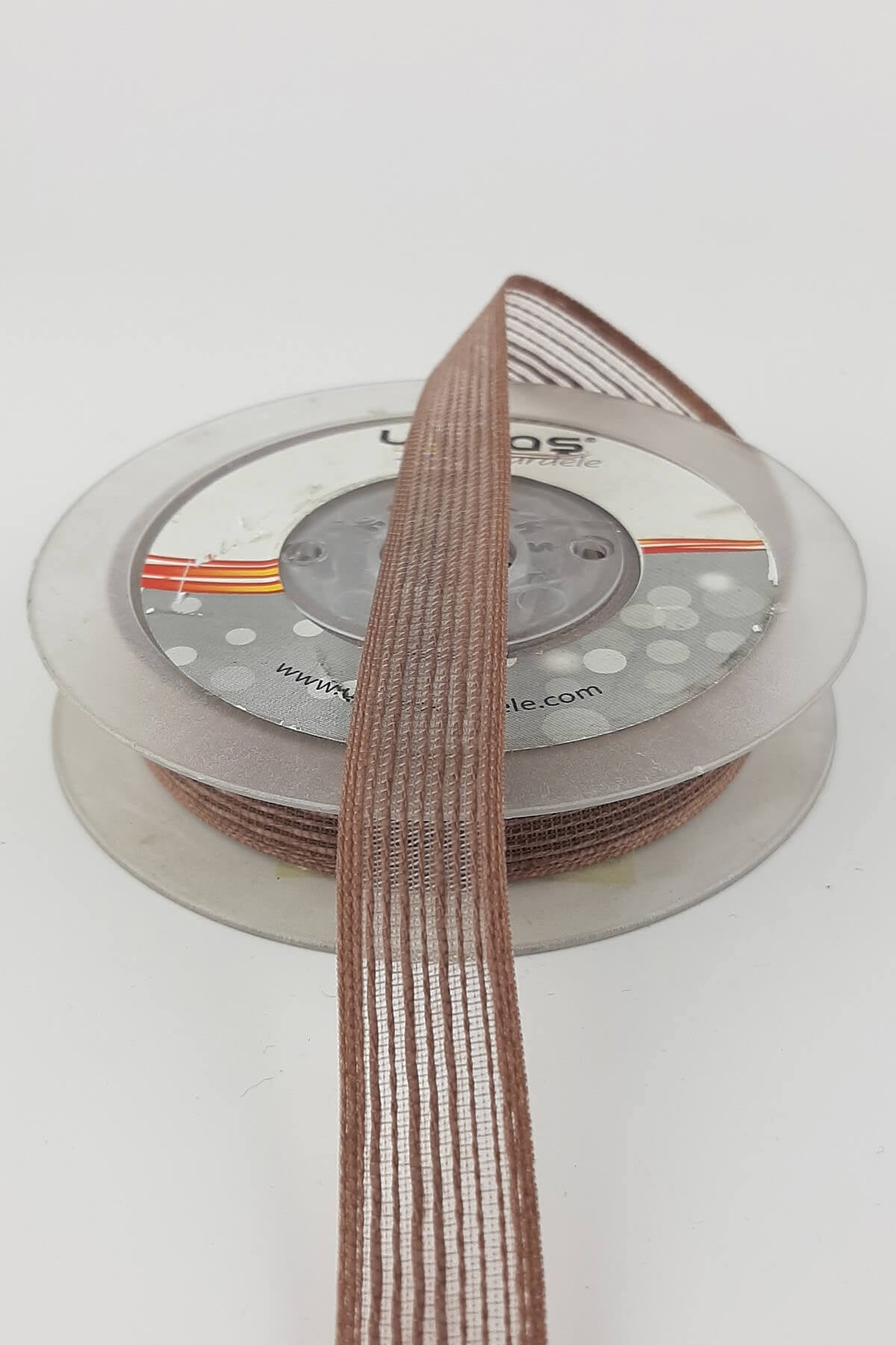Brown Linen Effect Ribbon 1.5 cm 10 mt