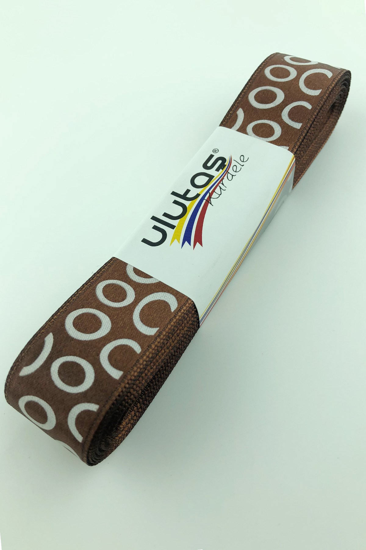 Brown Oval Print Satin ribbon 2,5 cm