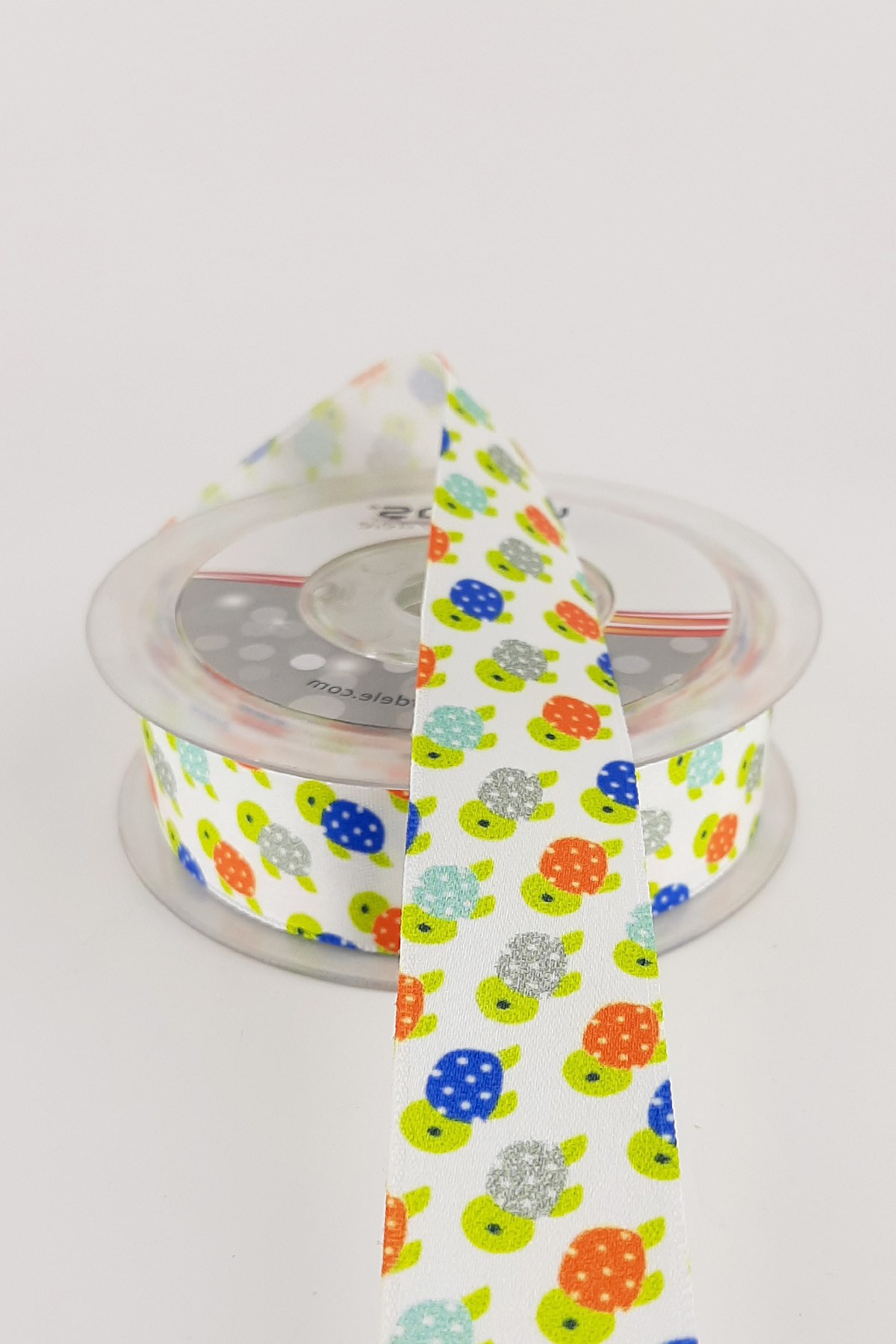 Turtle Patterned Satin 2.50 Ribbon cm 20 mt