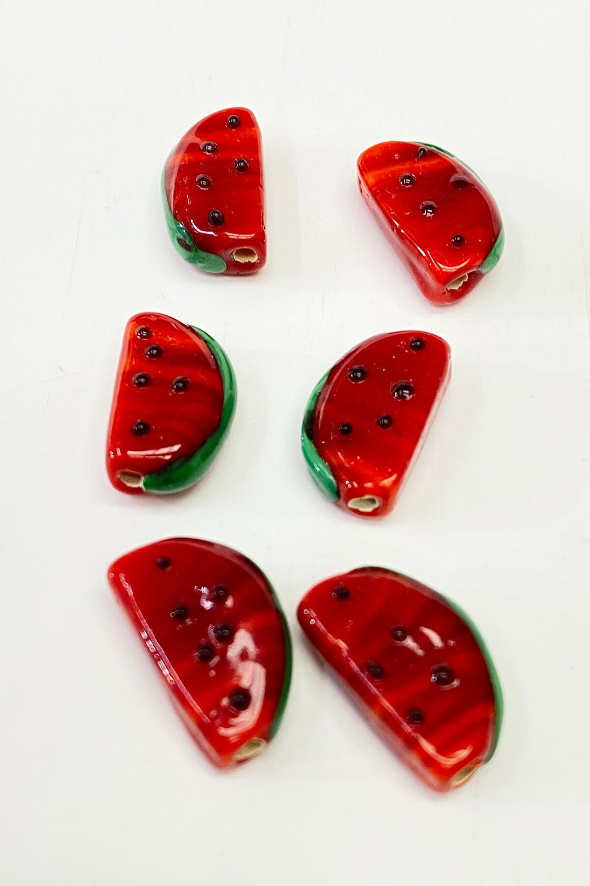 Watermelon Patterned Glass Pendant Red 1 Pcs