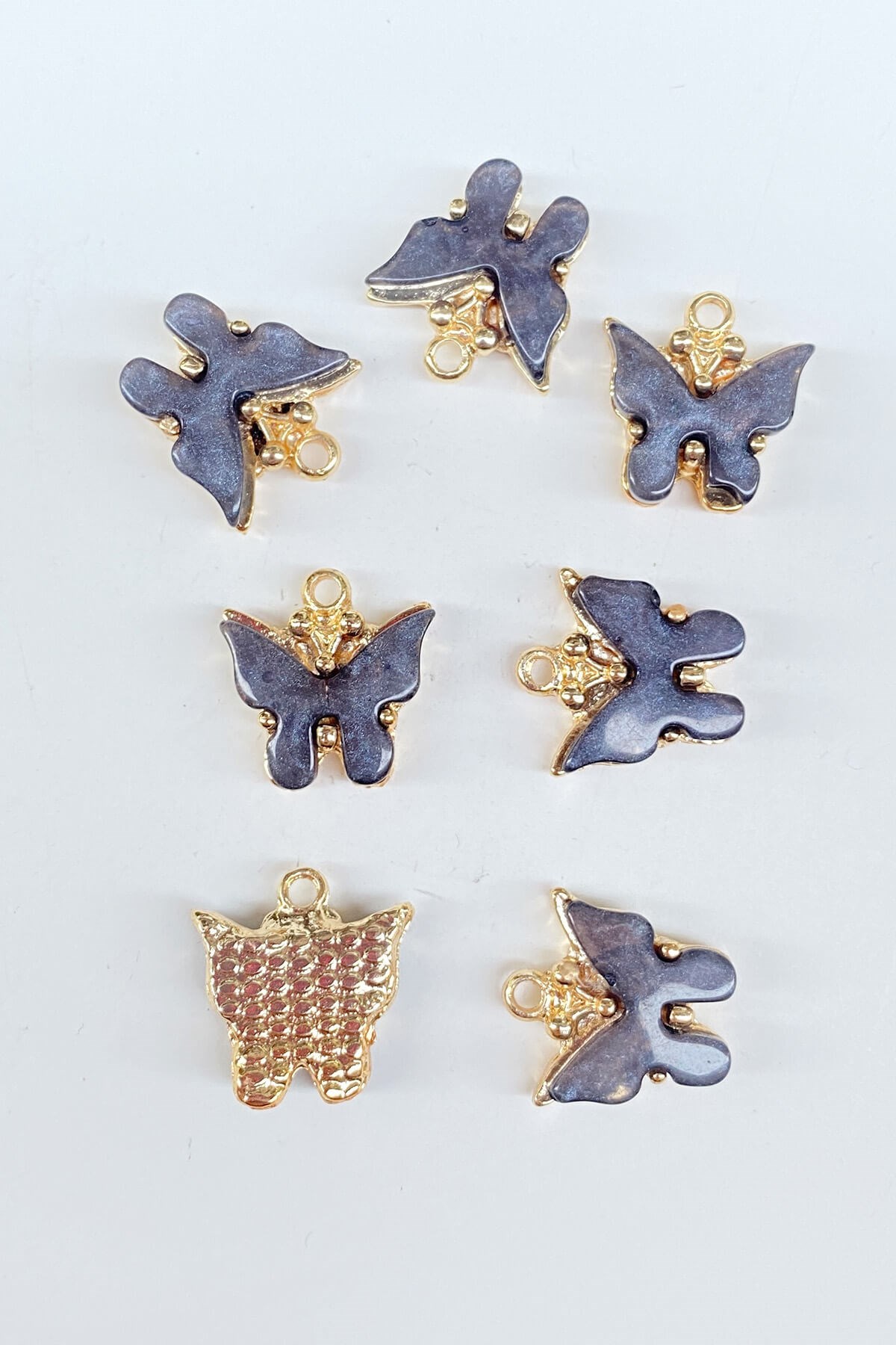 Butterfly Motif Necklace and Earring Tip Blue