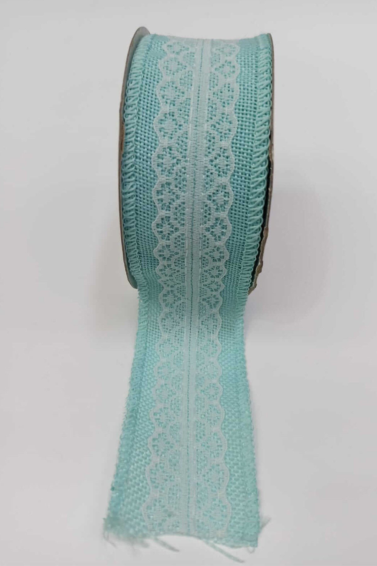 Water Green Linen Lace Ribbon 4 Cm