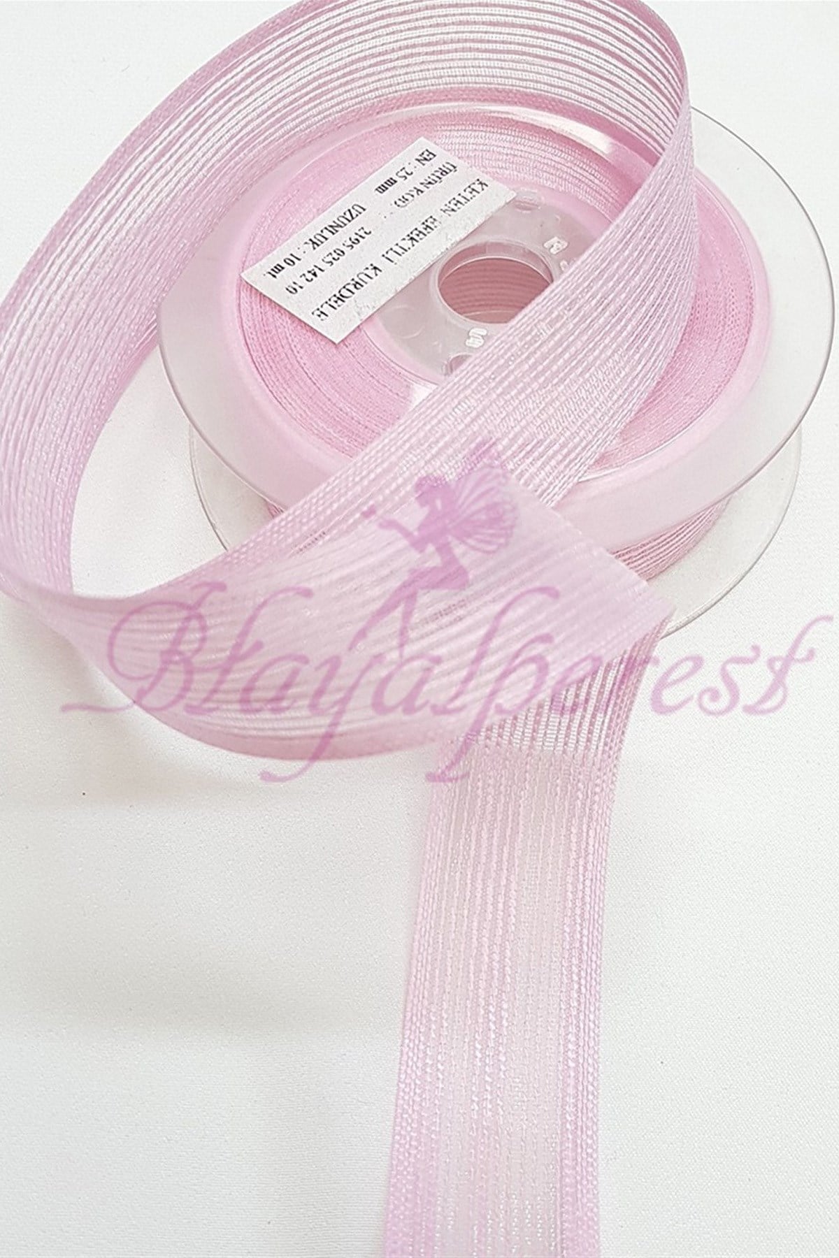 Pink Linen Effect Ribbon 2,5cm