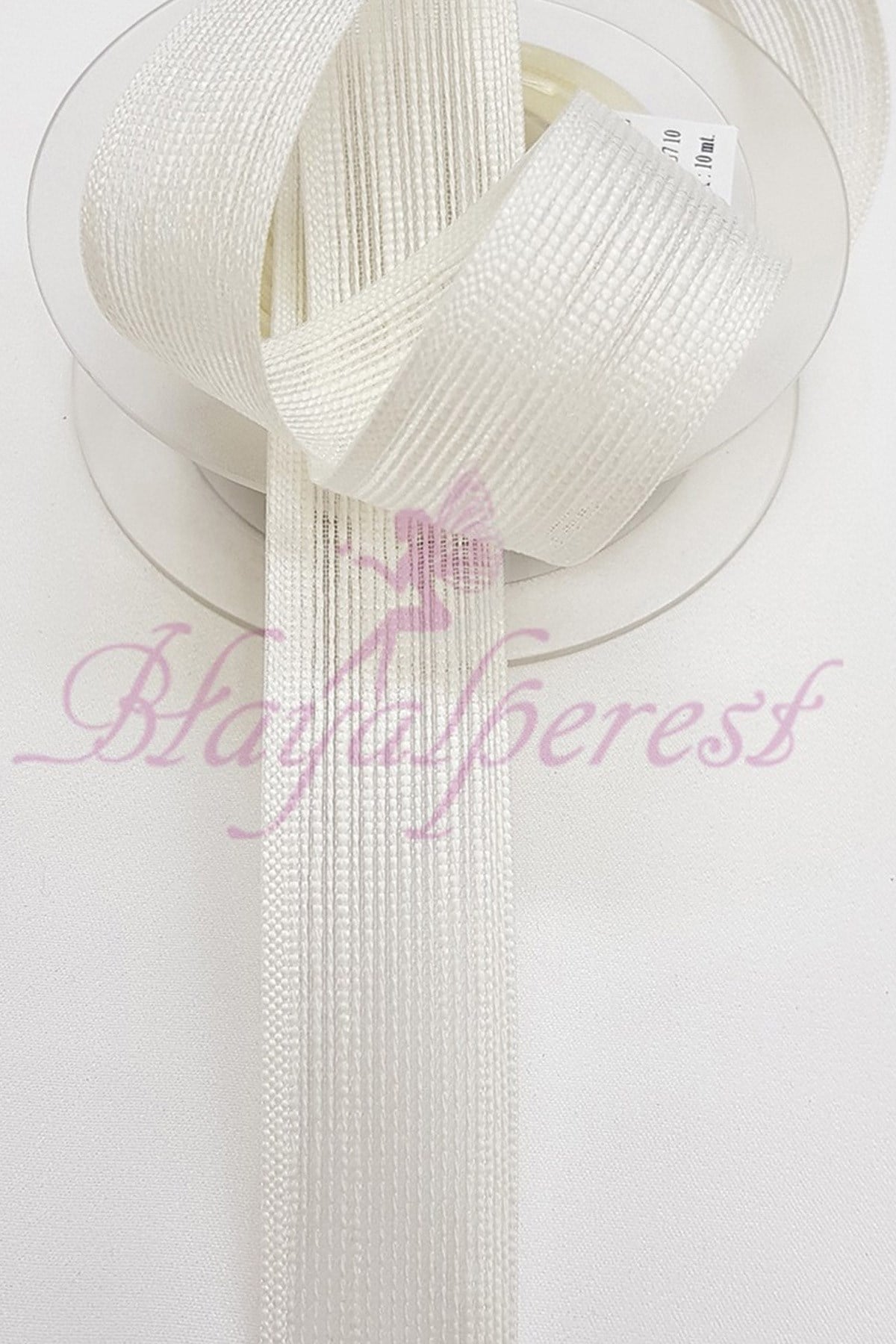 Cream Linen Effect Ribbon 2,5Cm