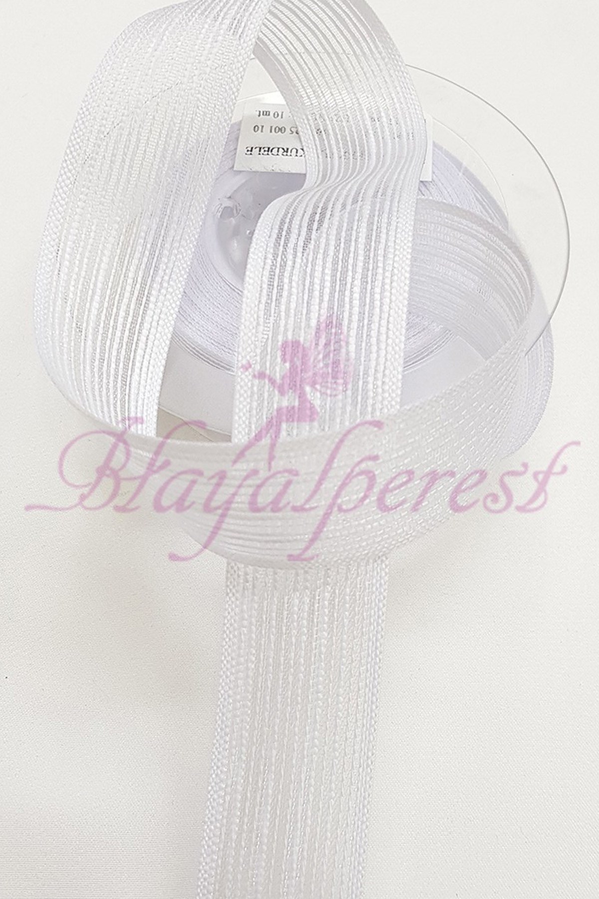 White Linen Effect Ribbon 2,5cm