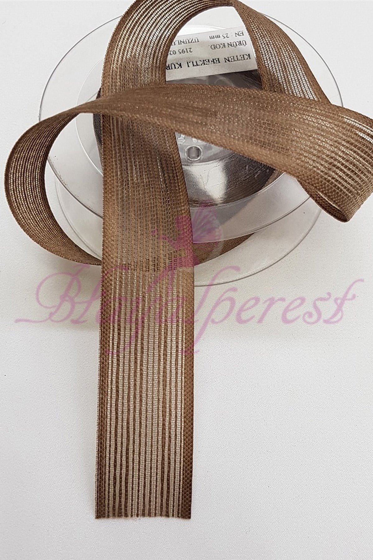 Brown Linen Effect Ribbon 2,5Cm