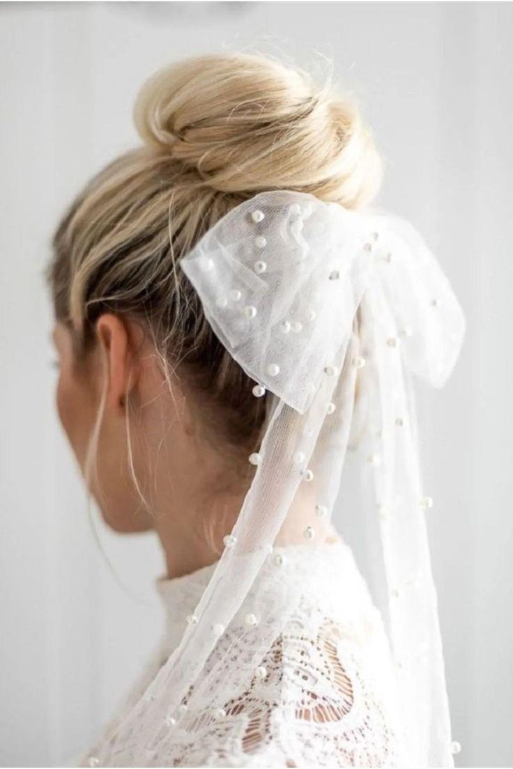 Kırık Beyaz İncili ve Taraklı Gelin Aksesuarı Nikah Kebi Vualet