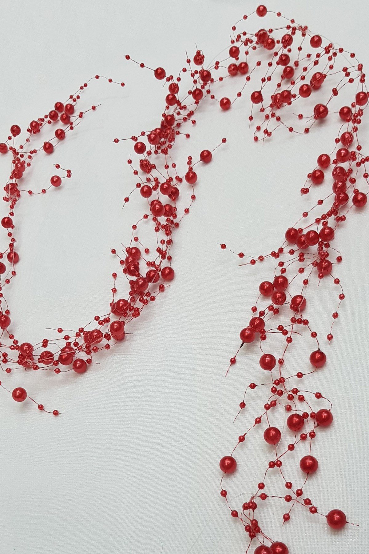 Kırmızı İncili Misinalı Sarkıt 1 mt