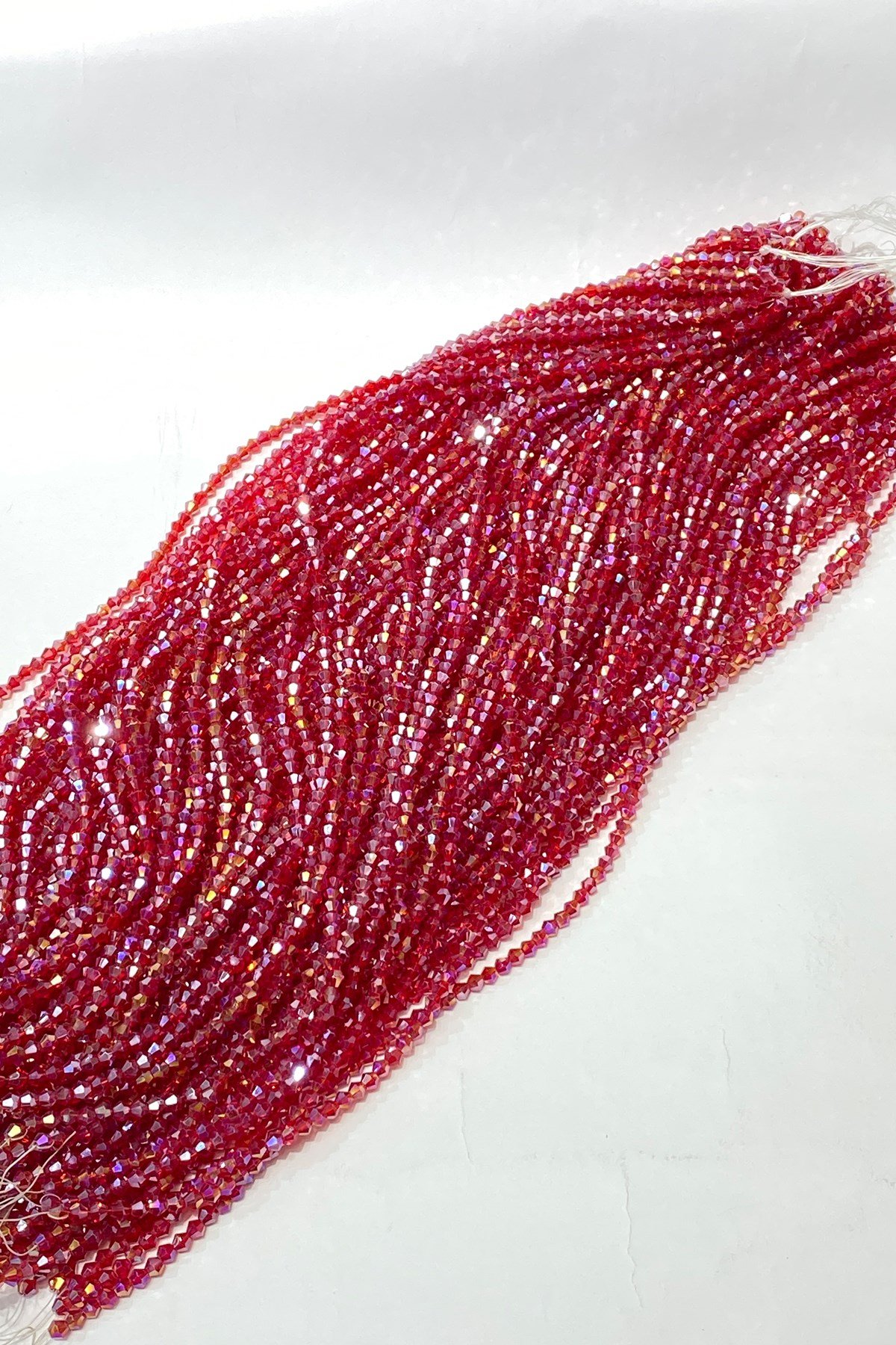 Kırmızı Janjanlı Pramit Dizi Kristal Boncuk 4 mm