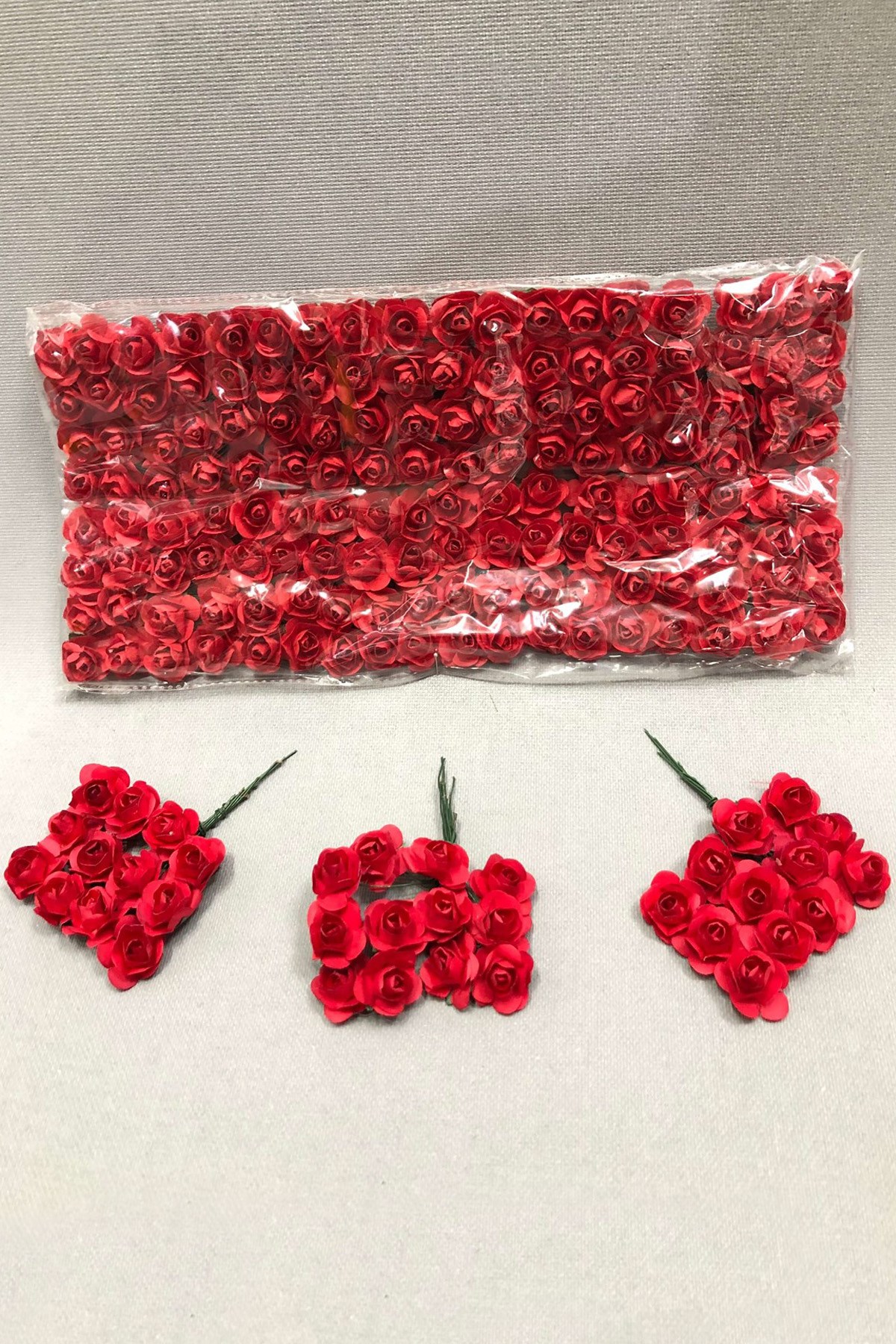 Kırmızı Kağıt Gül Çiçek 1 paket 144 lü 
